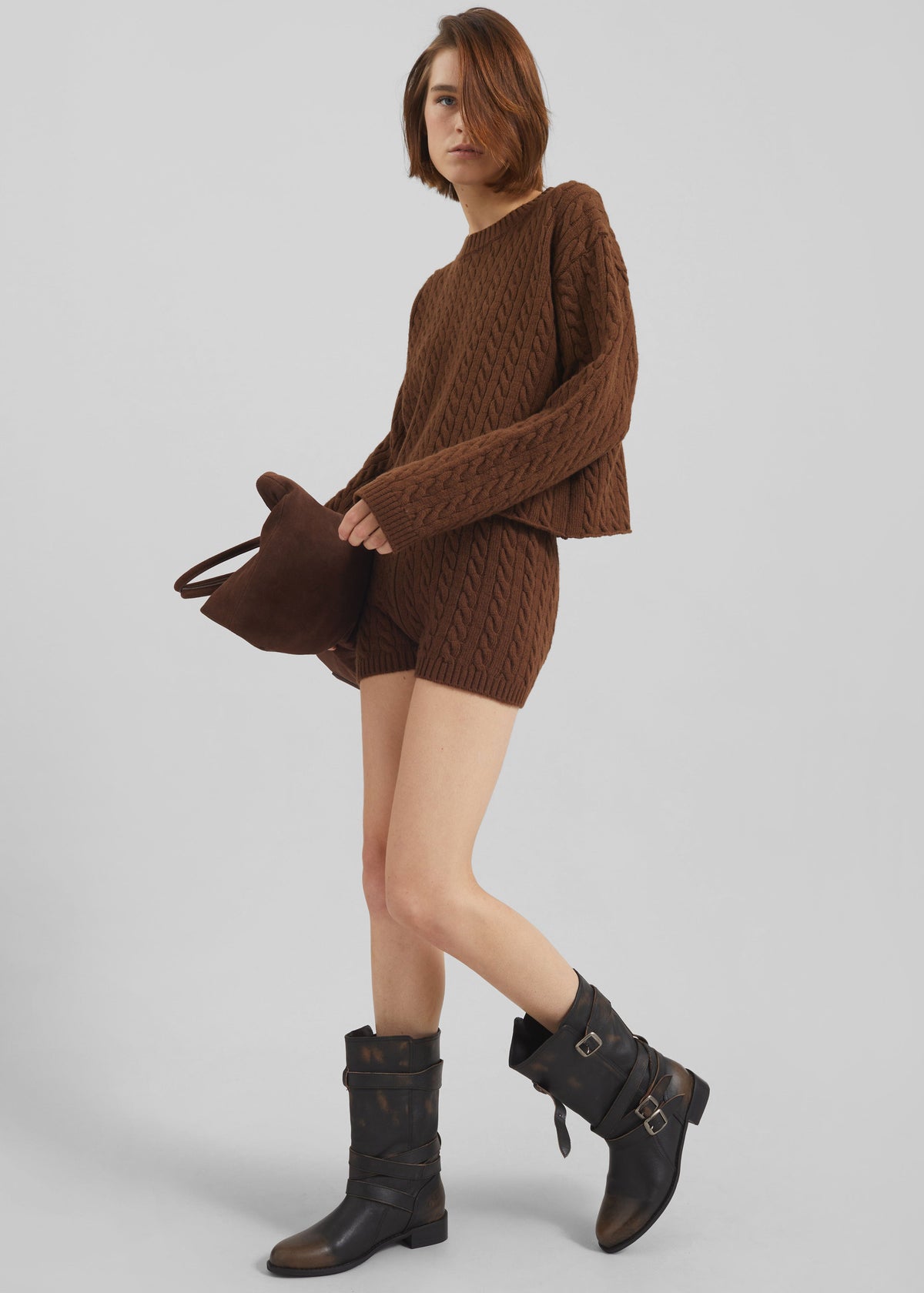 Brisbane Cropped Boxy Sweater - Brown – view 1 of 8