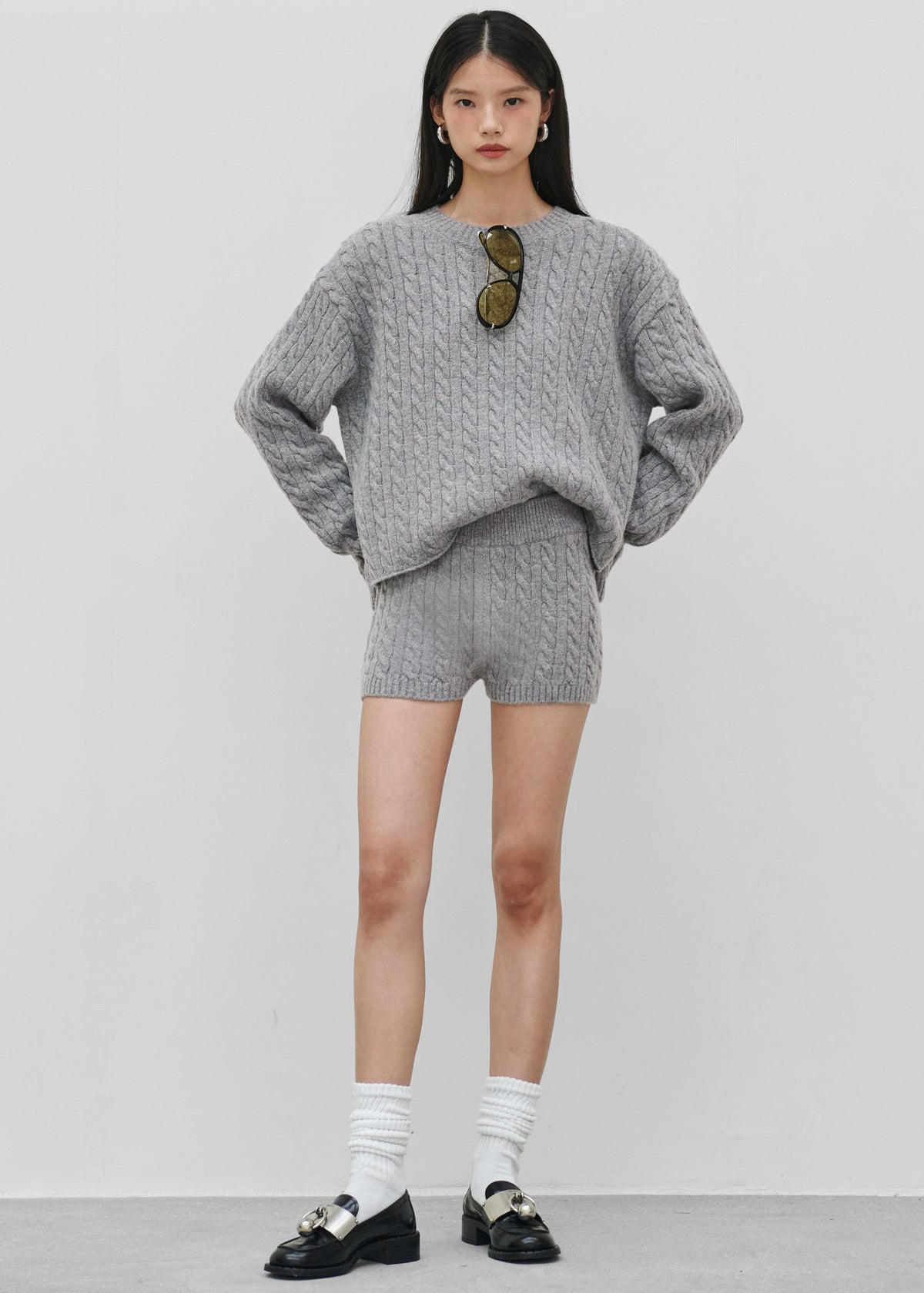 Brisbane Cropped Boxy Sweater - Grey – view 2 of 9