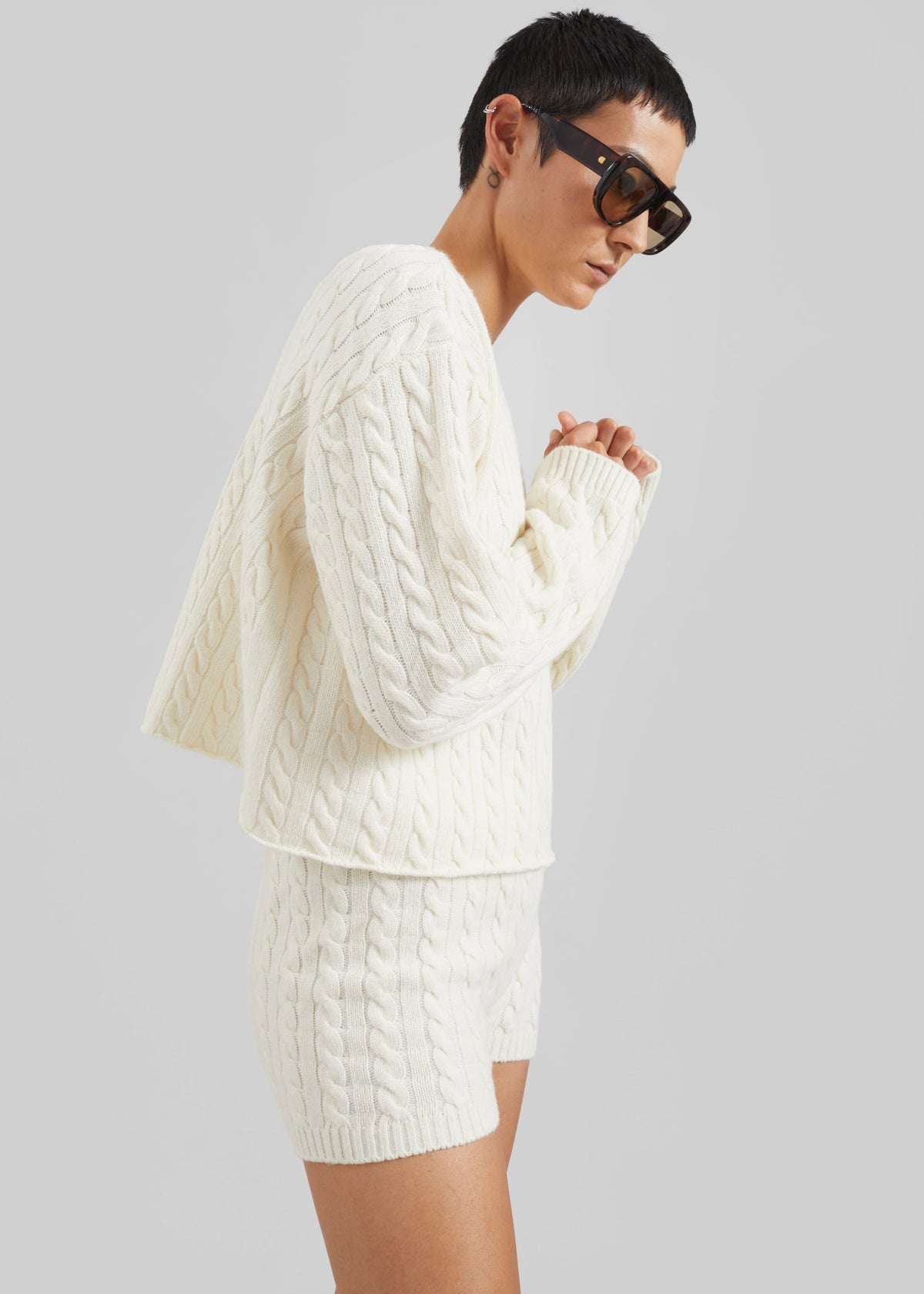 Brisbane Cropped Boxy Sweater - White – view 1 of 6