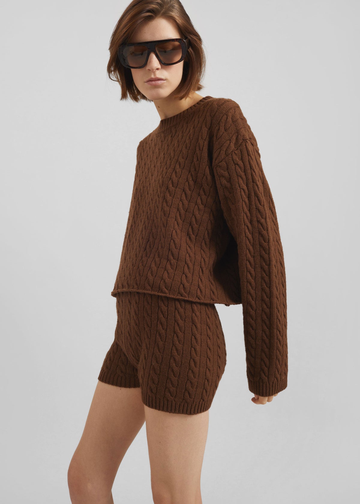 Brisbane Knit Mini Shorts - Brown – view 1 of 7