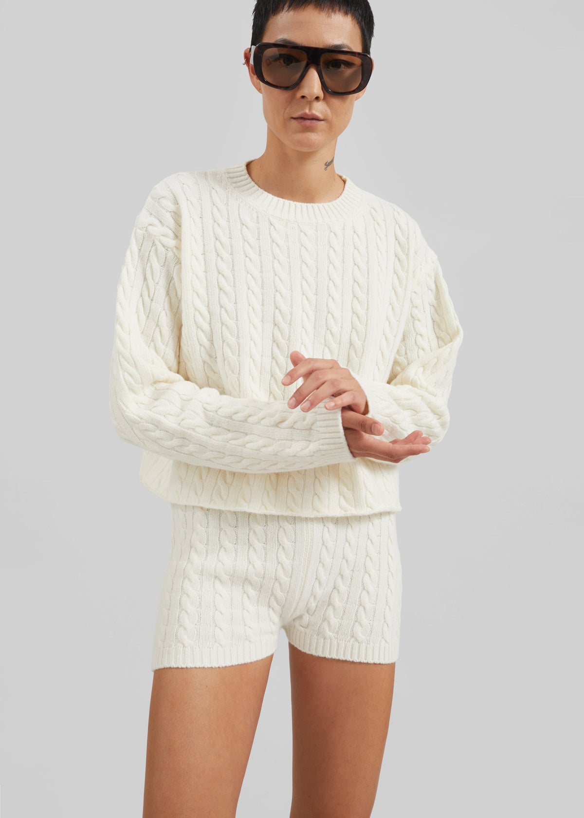 Brisbane Knit Mini Shorts - White – view 5 of 7