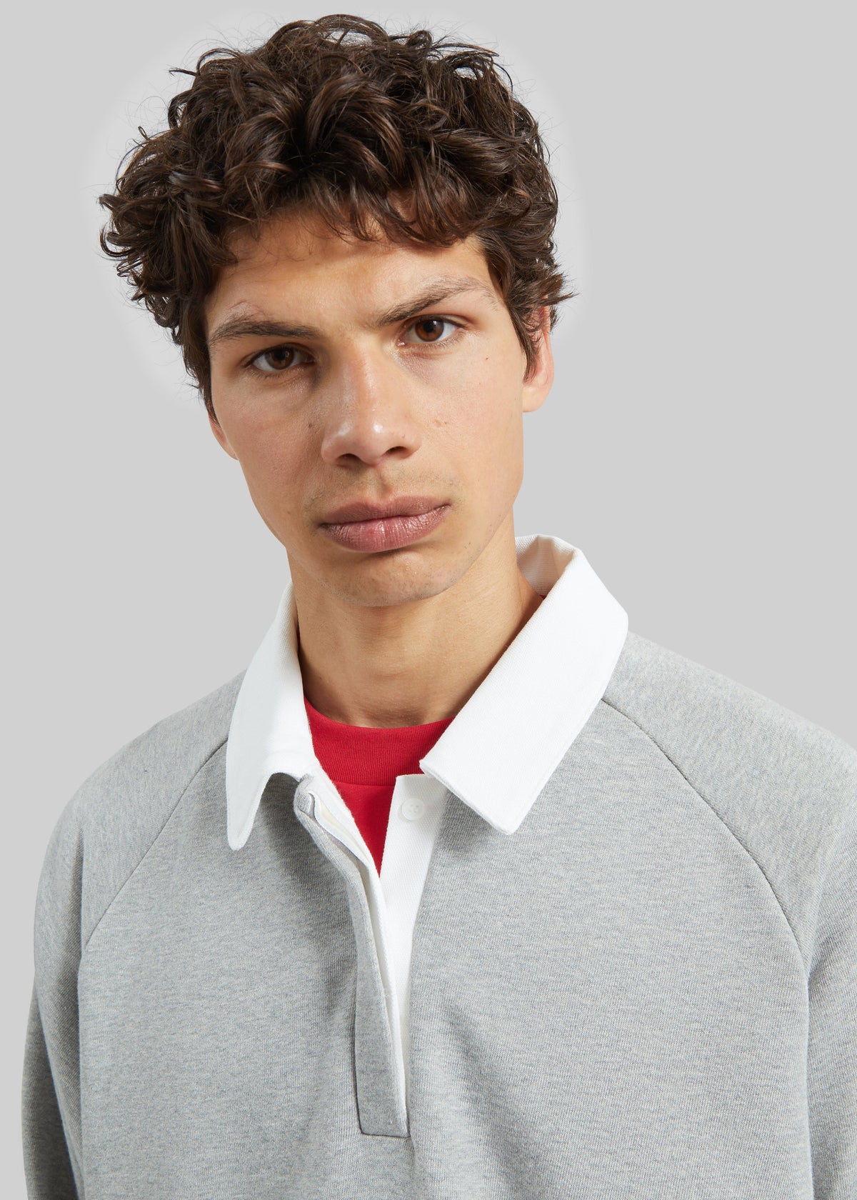 Bruino Contrast Collar Polo Sweatshirt - Light Grey – view 3 of 6