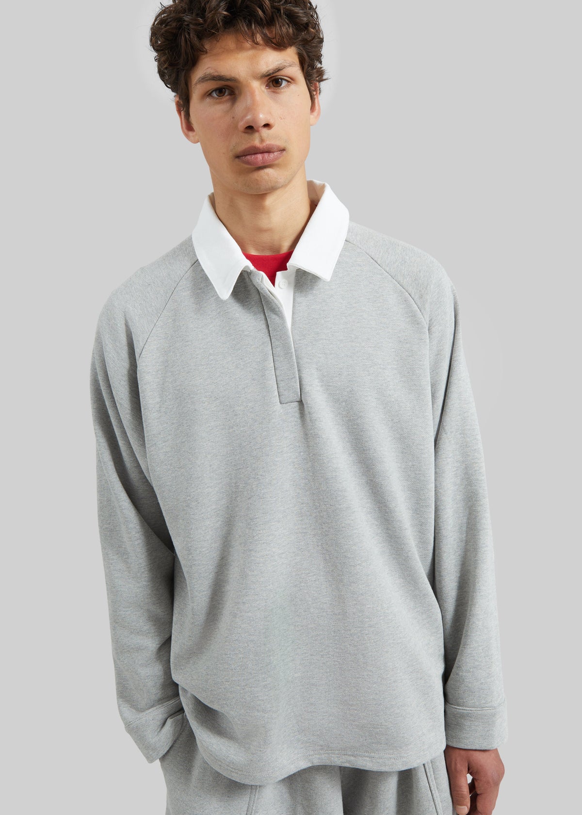 Bruino Contrast Collar Polo Sweatshirt - Light Grey – view 2 of 6