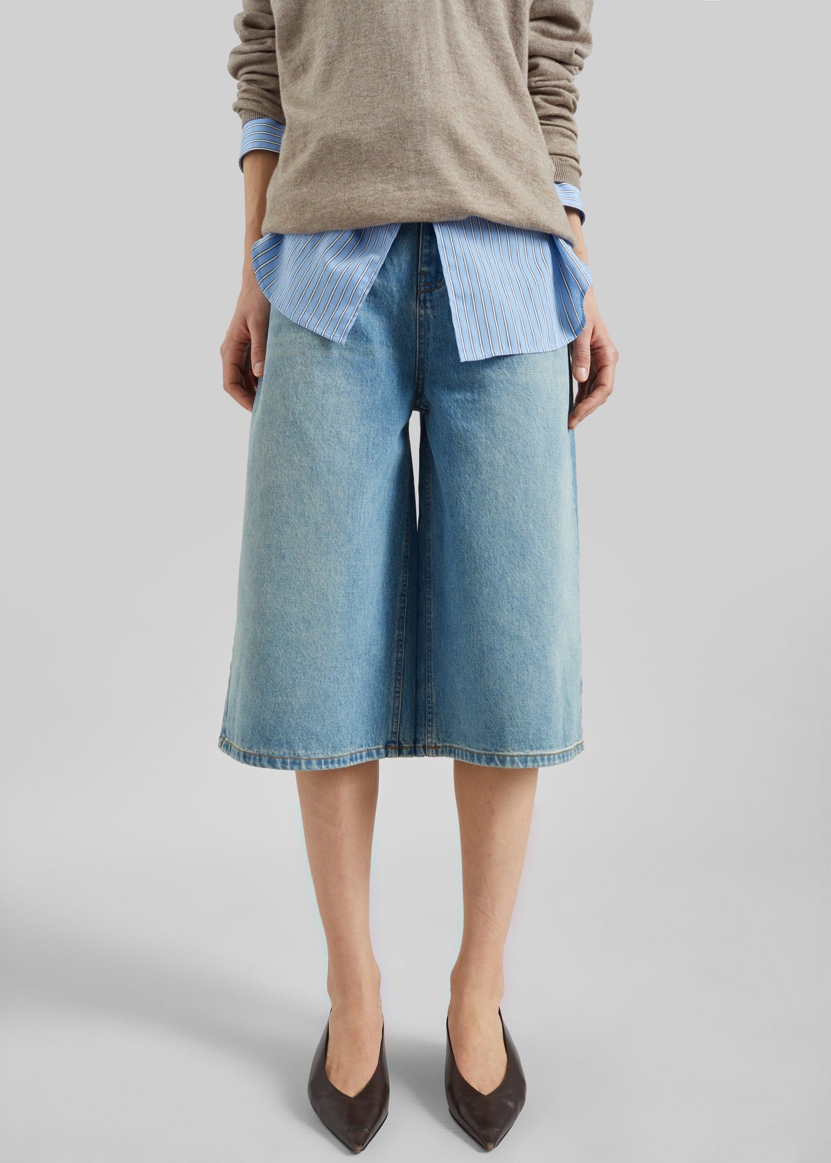 Brunoy Denim Culottes - Light Wash – view 4 of 9