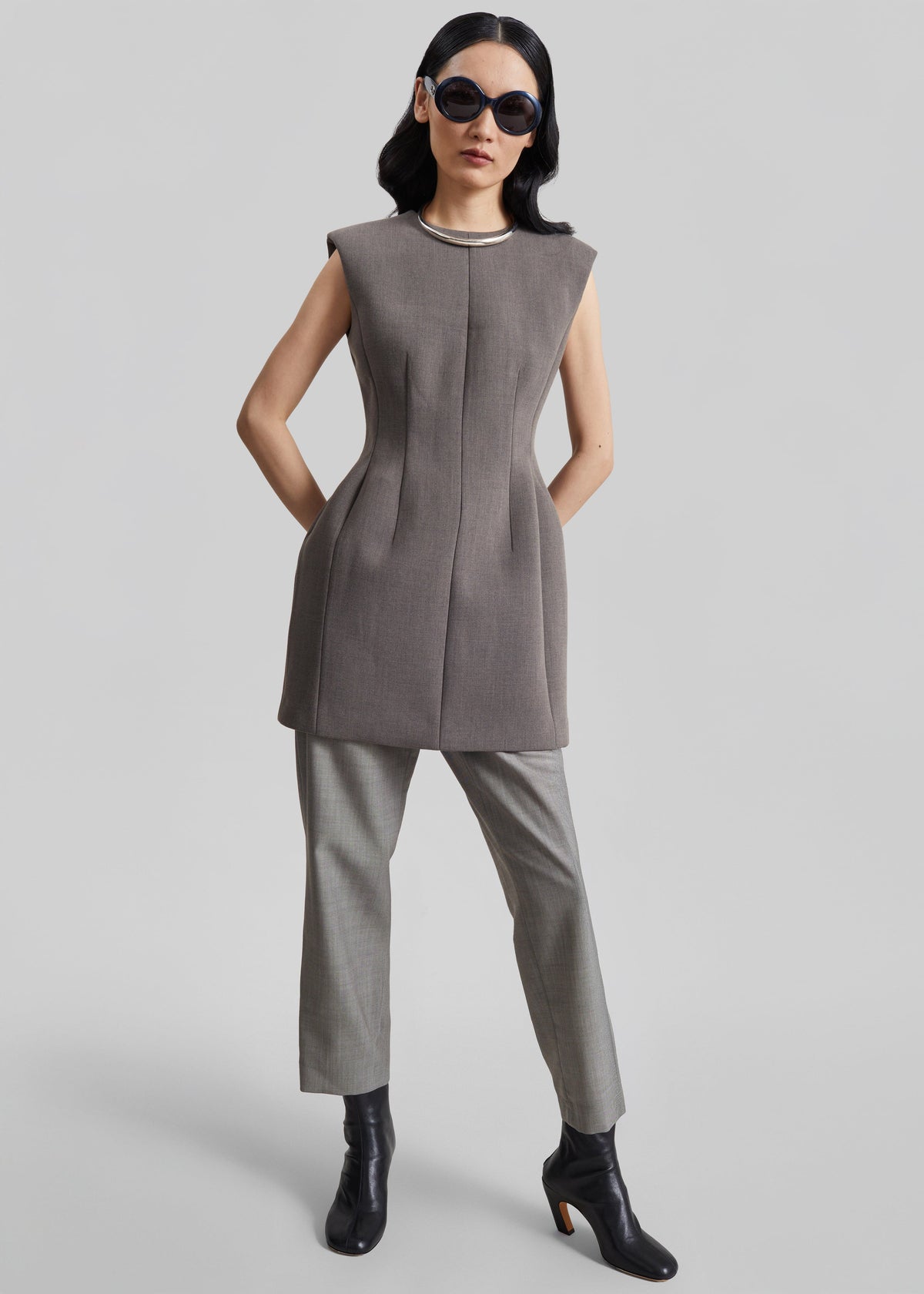 Bryn Cinched Mini Dress - Taupe Melange – view 6 of 7