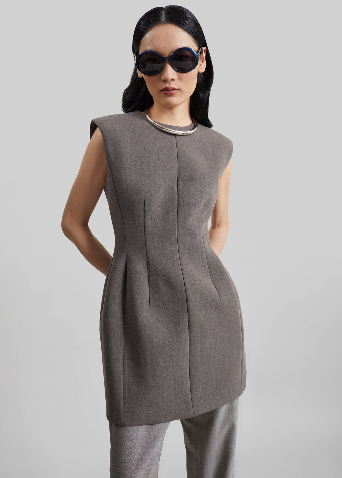 Bryn Cinched Mini Dress - Taupe Melange – view 4 of 7