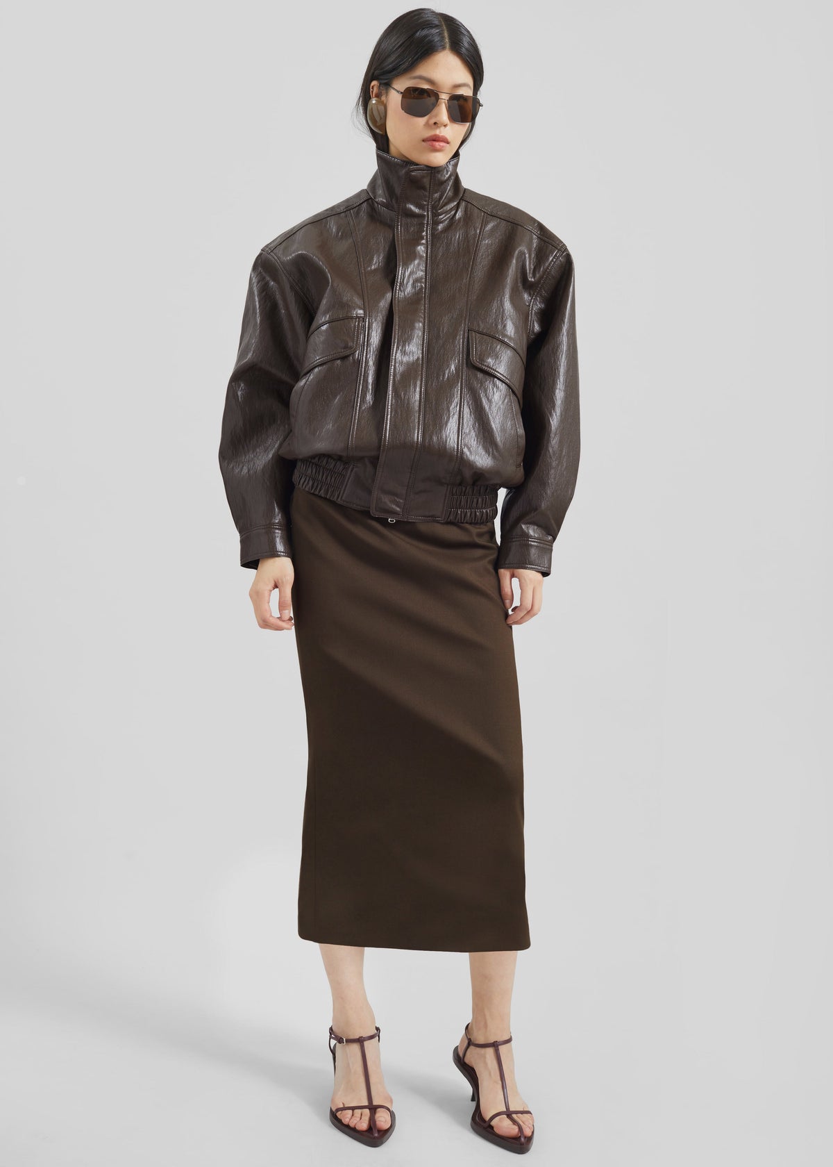 Burland Faux Leather Jacket - Brown – view 10 of 12