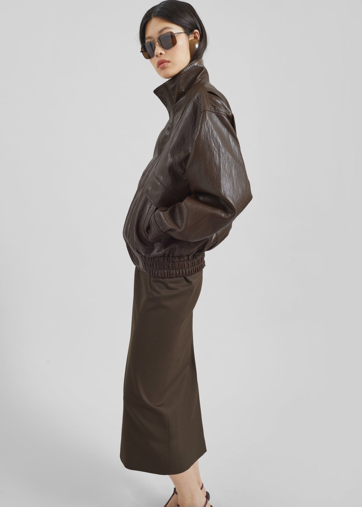 Burland Faux Leather Jacket - Brown – view 1 of 12