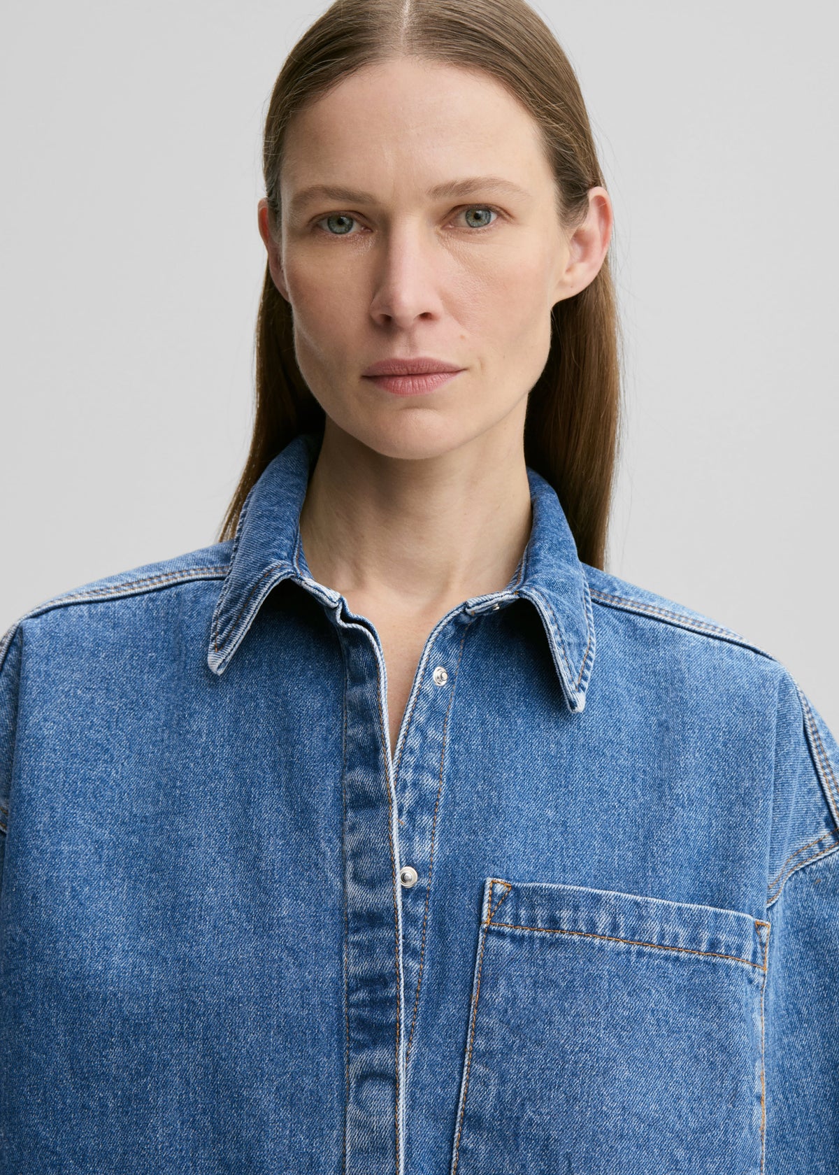 By Malene Birger Dea Denim Shirt - Mid Denim Blue – view 5 of 8