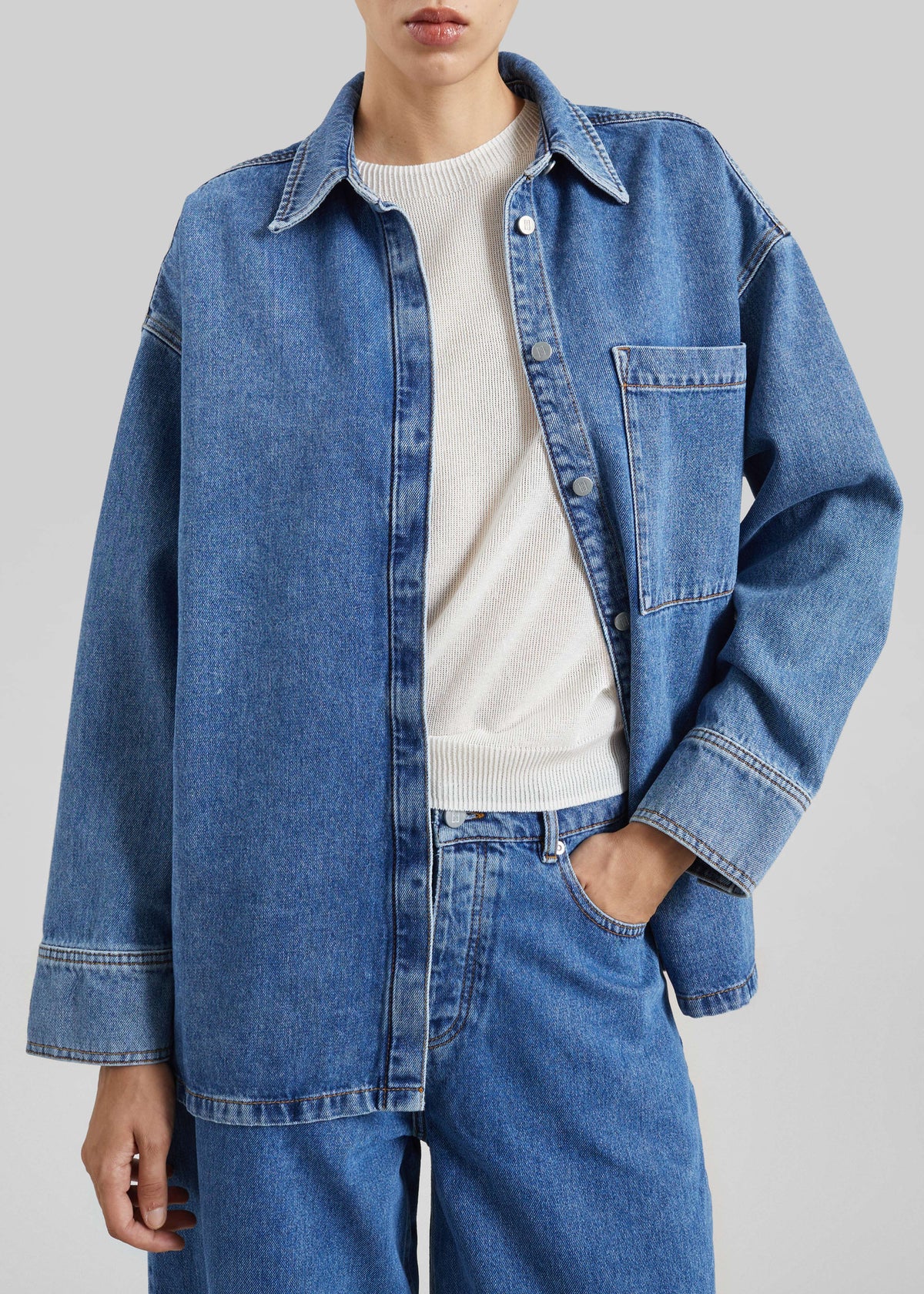 By Malene Birger Dea Denim Shirt - Mid Denim Blue – view 3 of 8