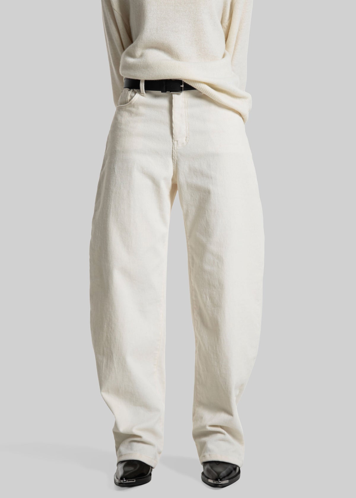 Caistor Corduroy Barrel Leg Pants - Ivory – view 3 of 8