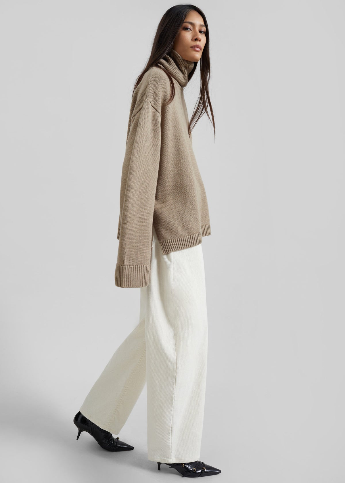 Caistor Corduroy Barrel Leg Pants - Ivory – view 4 of 8
