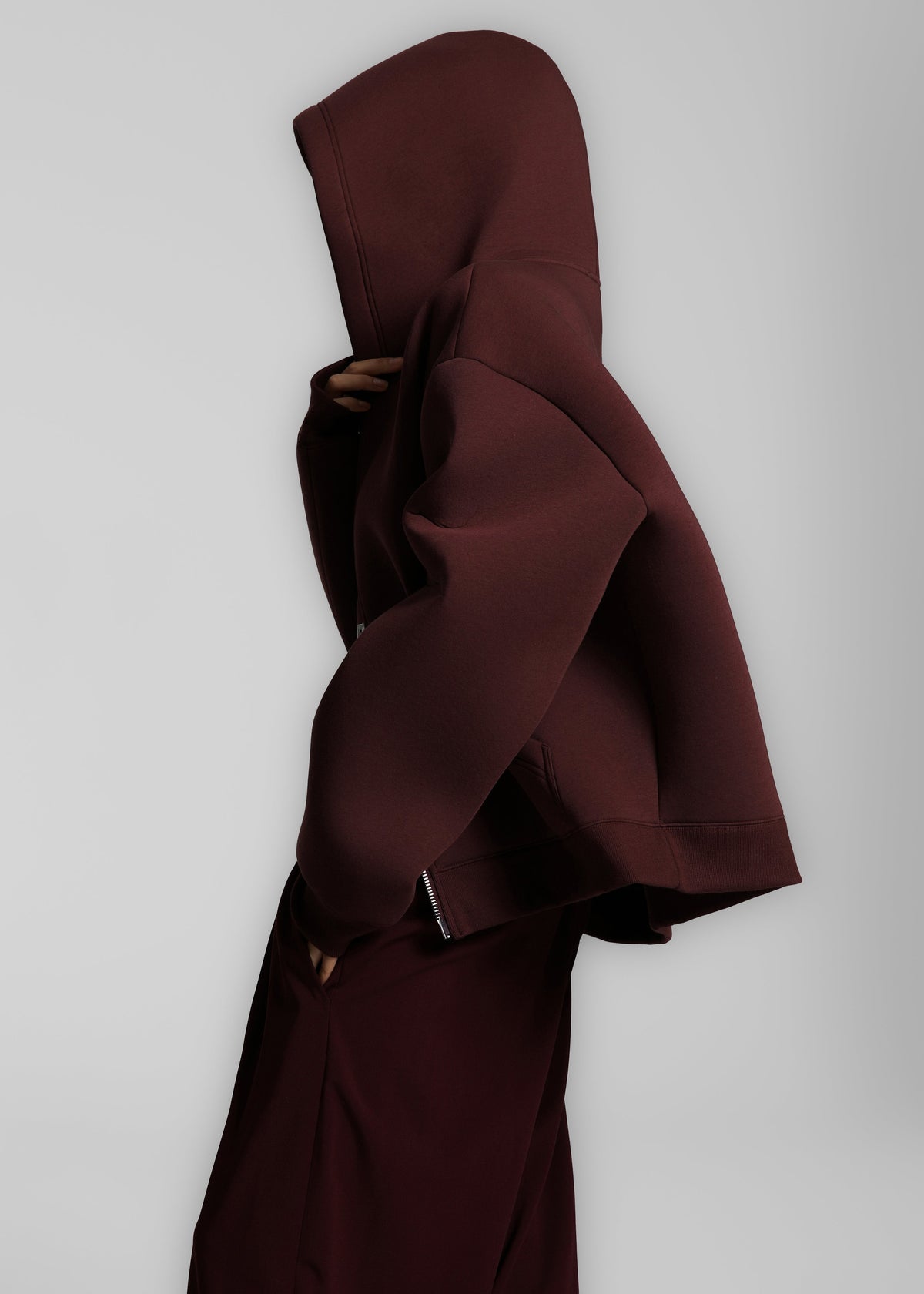 Calder Neoprene Zip-Up Hoodie - Burgundy – view 2 of 14