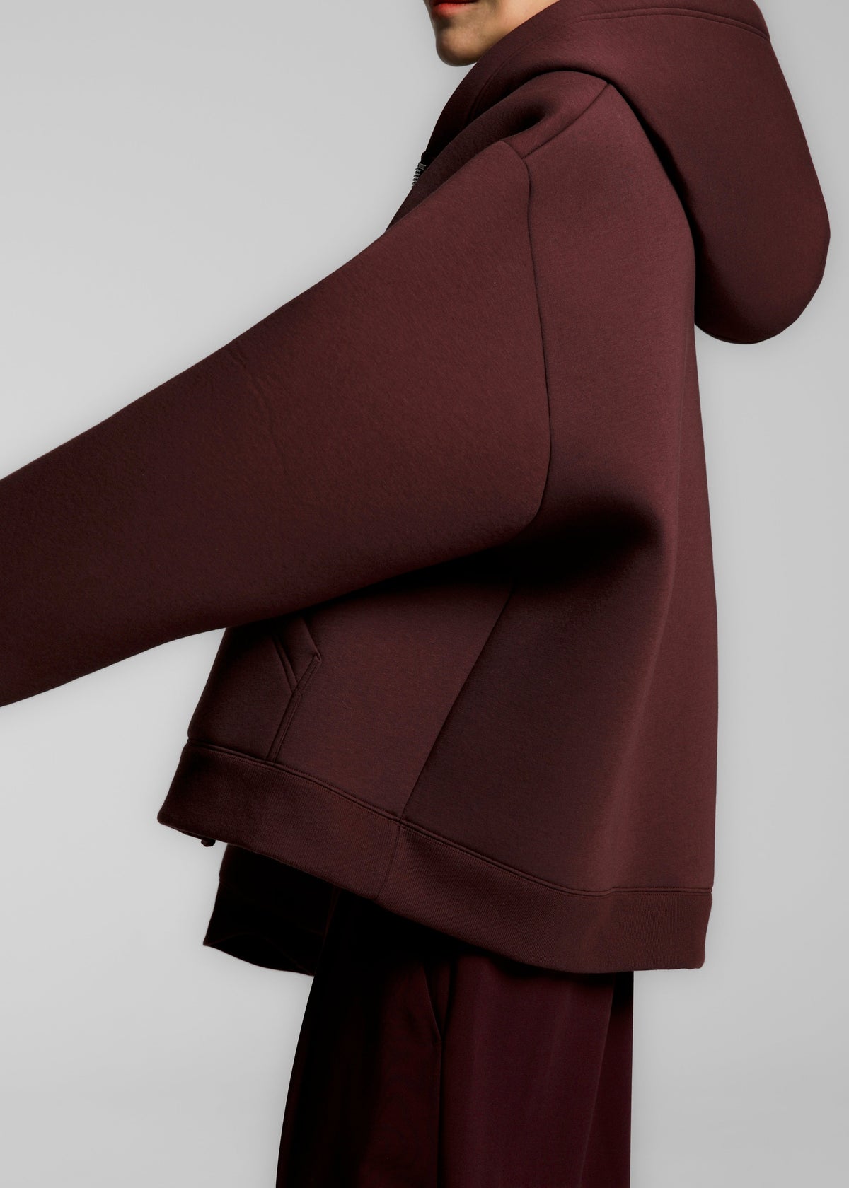 Calder Neoprene Zip-Up Hoodie - Burgundy – view 6 of 14