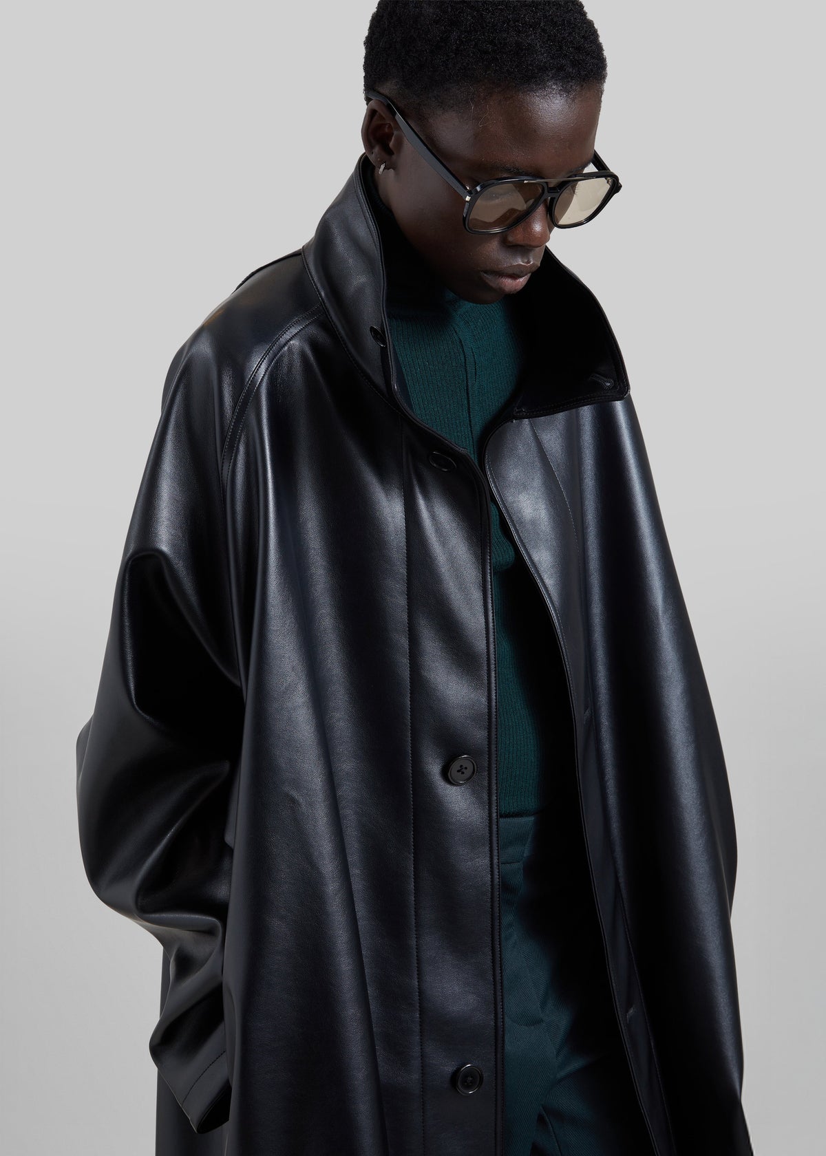 Calen Faux Leather Trench Coat - Black – view 5 of 6