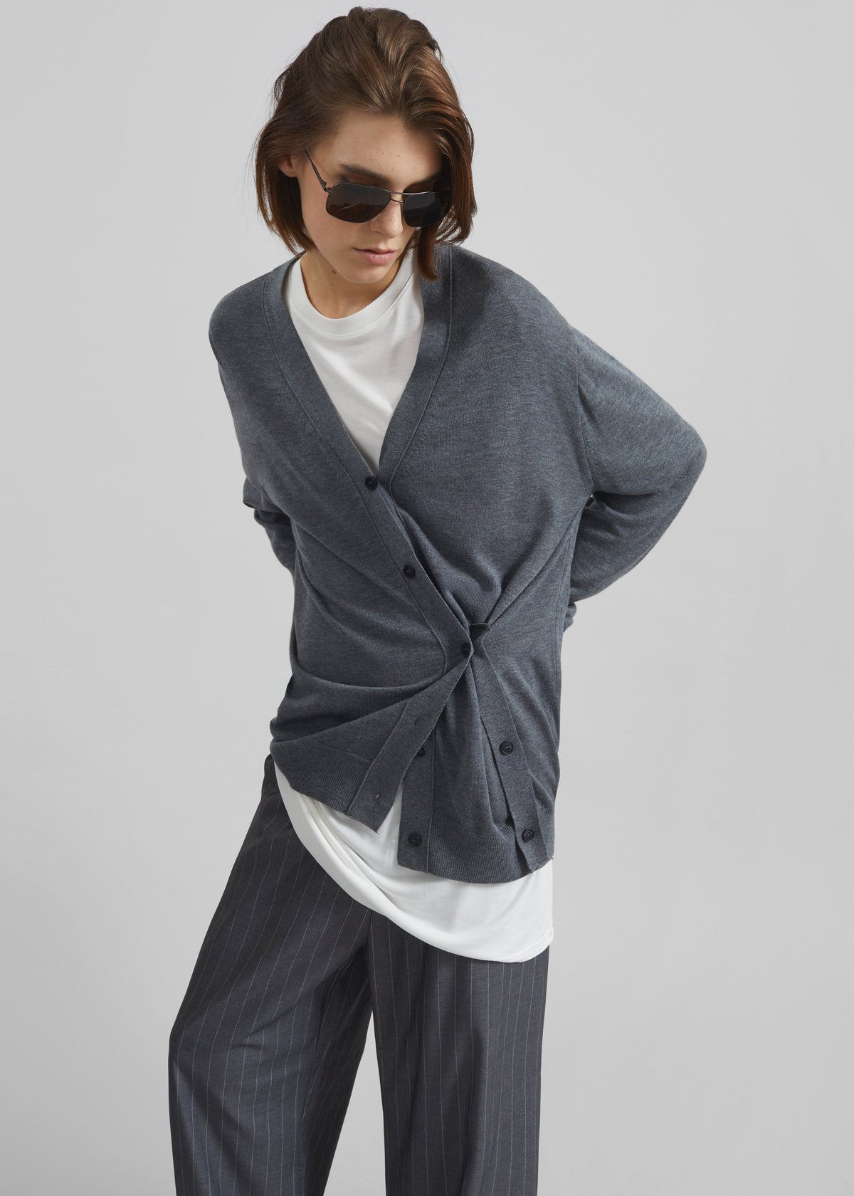 Calvane Two-Way Cardigan - Grey – view 1 of 10