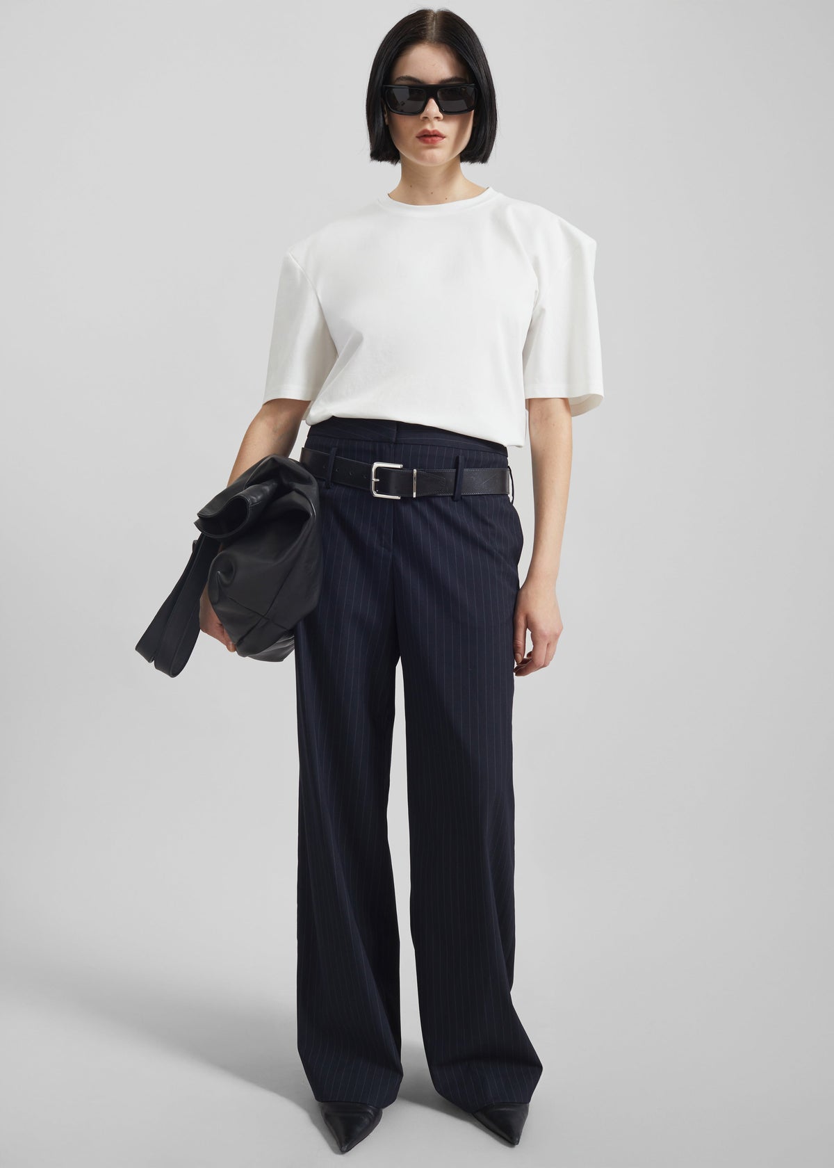Camlez Low Belt Loop Trousers - Navy Pinstripe – view 4 of 12