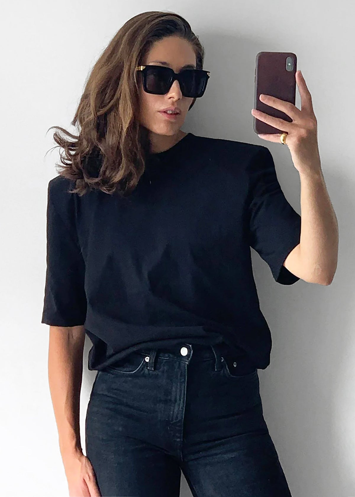 Carrington Padded Shoulder Tee - Black – view 3 of 9