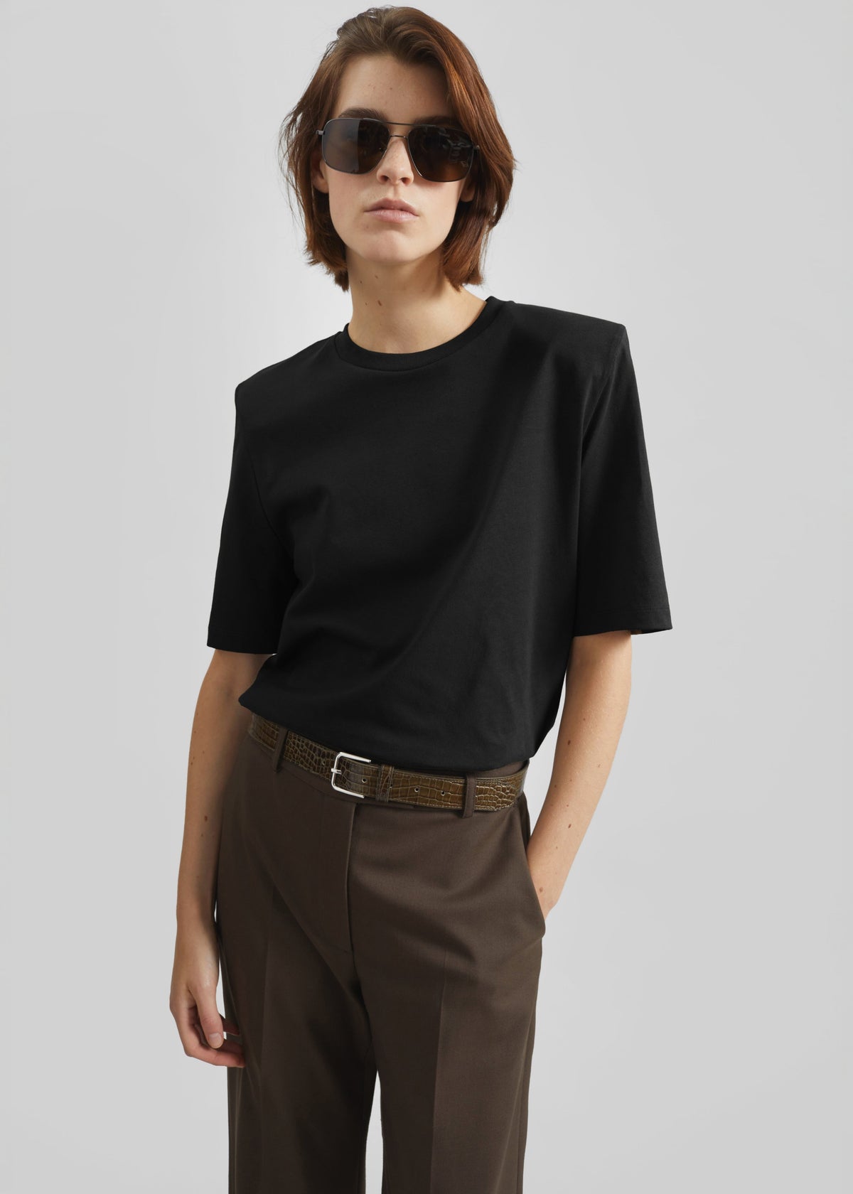 Carrington Padded Shoulder Tee - Black – view 1 of 9