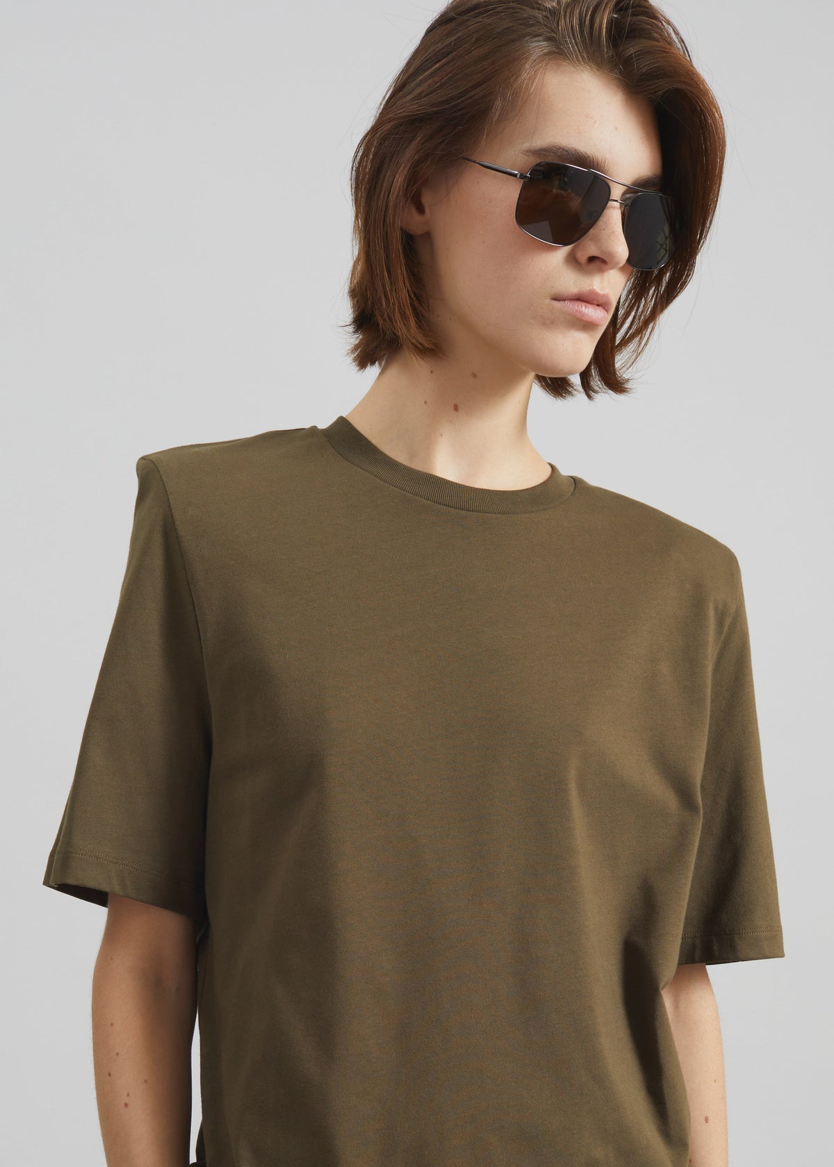 Carrington Padded Shoulder Tee - Olive – view 4 of 7