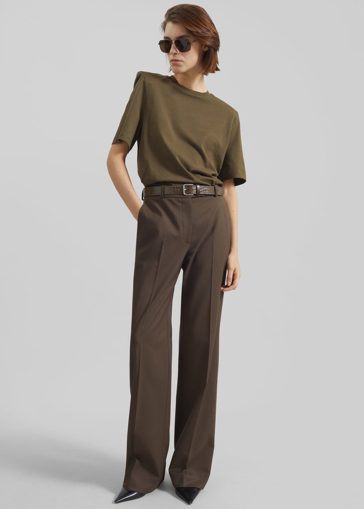 Carrington Padded Shoulder Tee - Olive – view 2 of 7