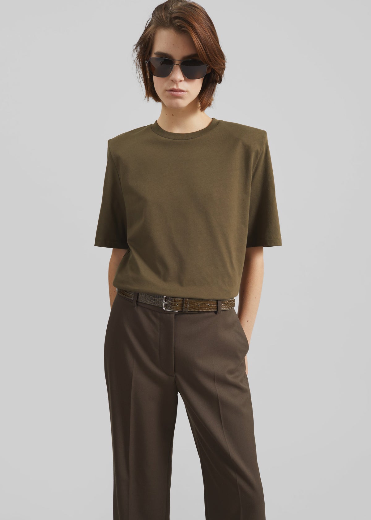 Carrington Padded Shoulder Tee - Olive – view 1 of 7