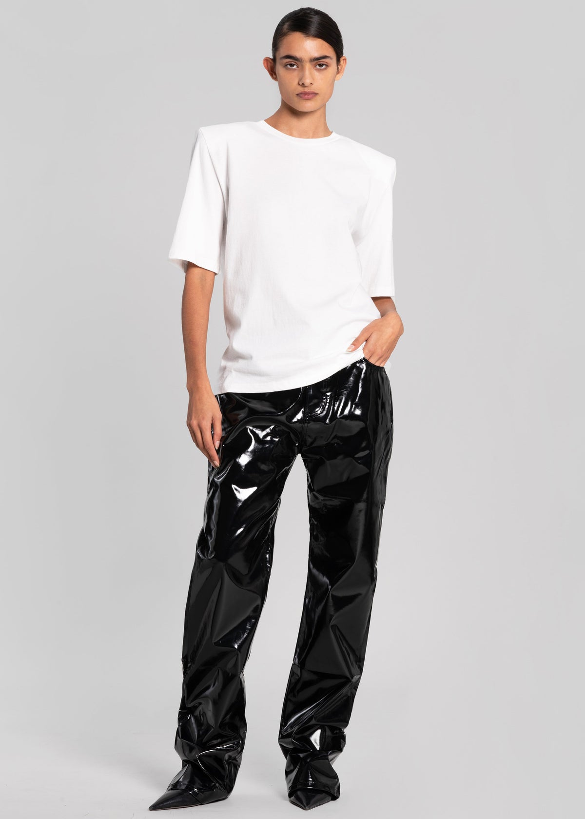 Carrington Padded Shoulder Tee - White – view 8 of 10