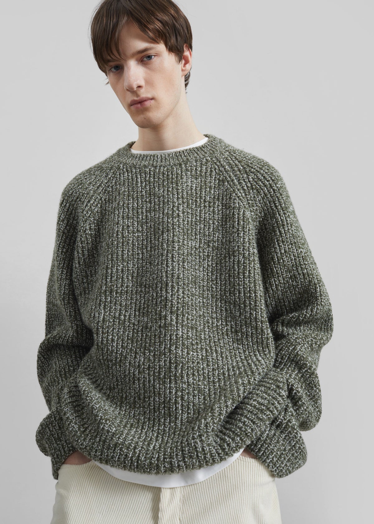 Carter Crewneck Sweater - Olive/White – view 2 of 9
