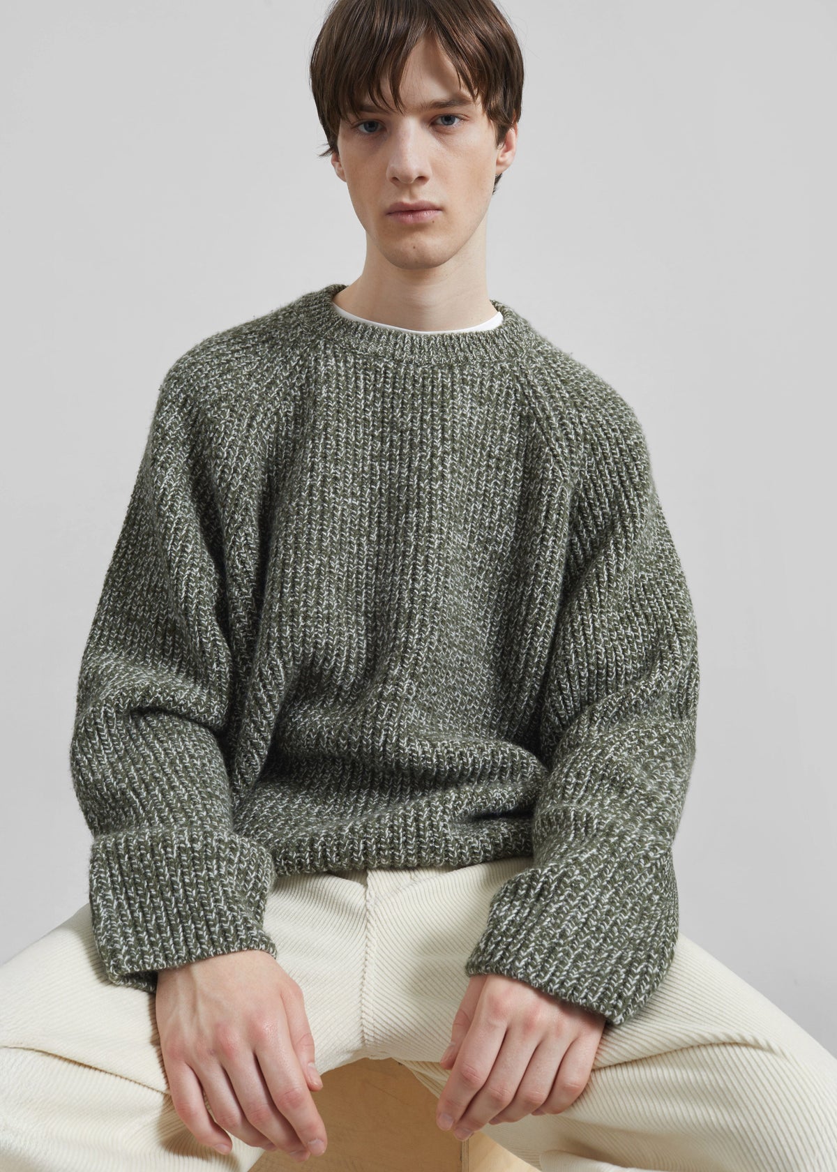 Carter Crewneck Sweater - Olive/White – view 7 of 9