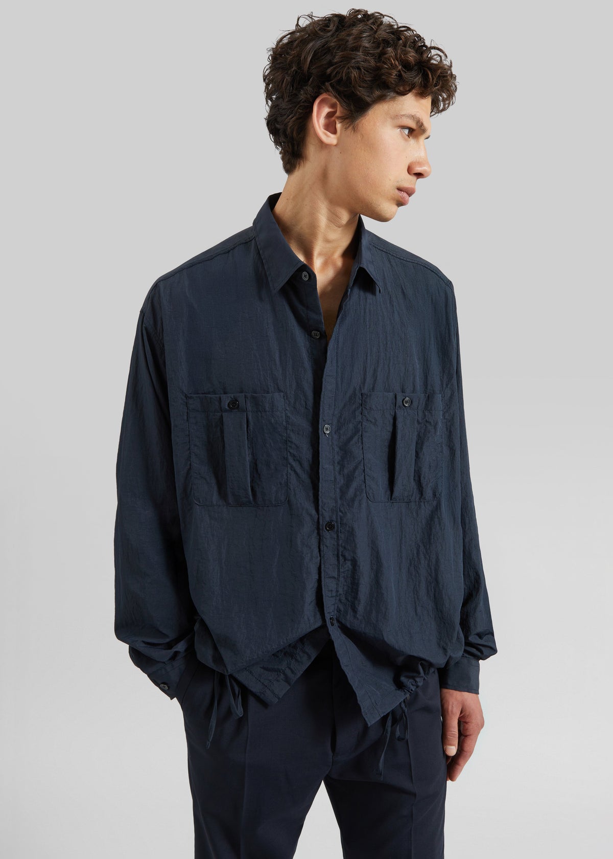 Casares Drawstring Shirt - Navy – view 1 of 7