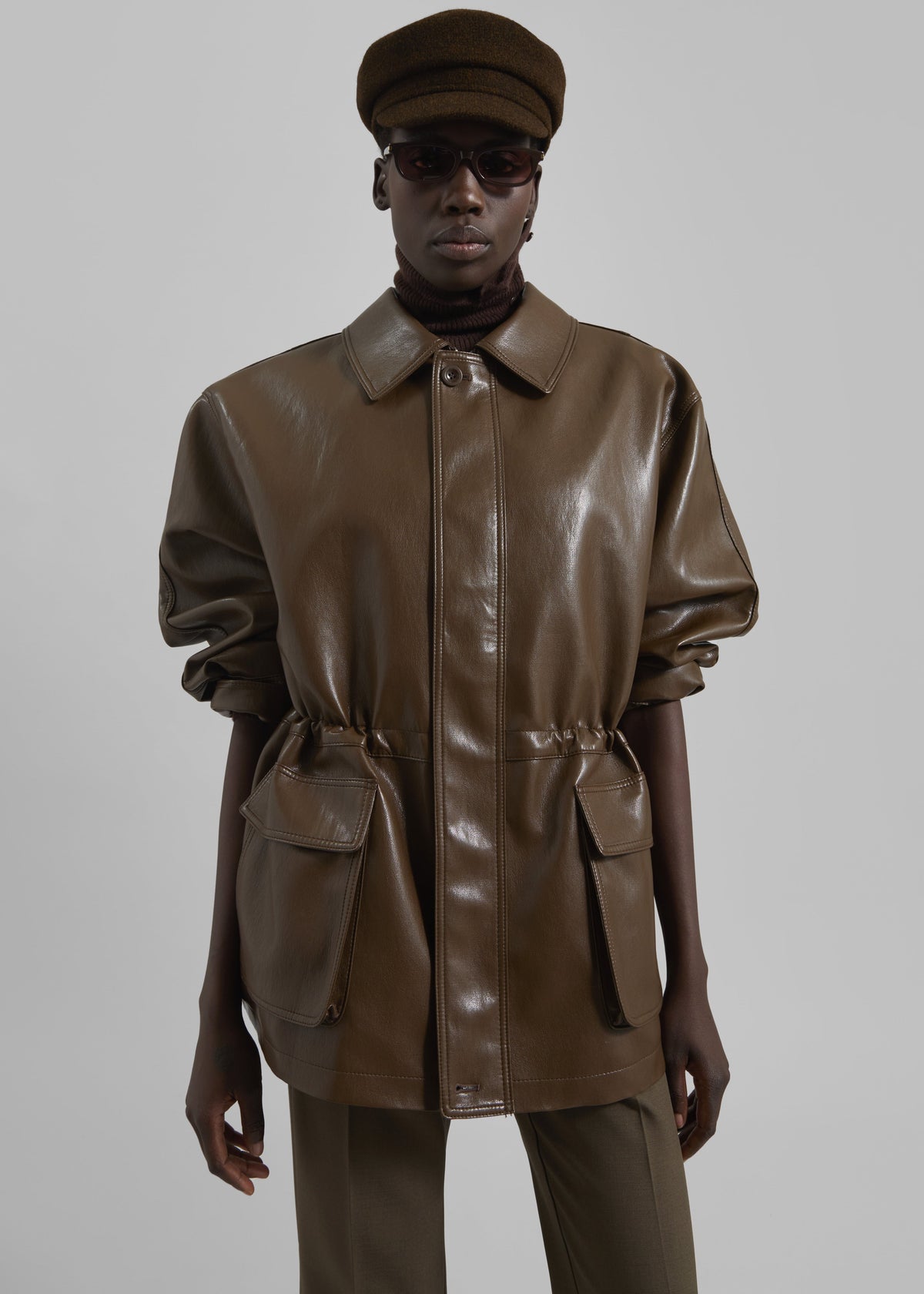 Cassel Faux Leather Jacket - Brown – view 9 of 11