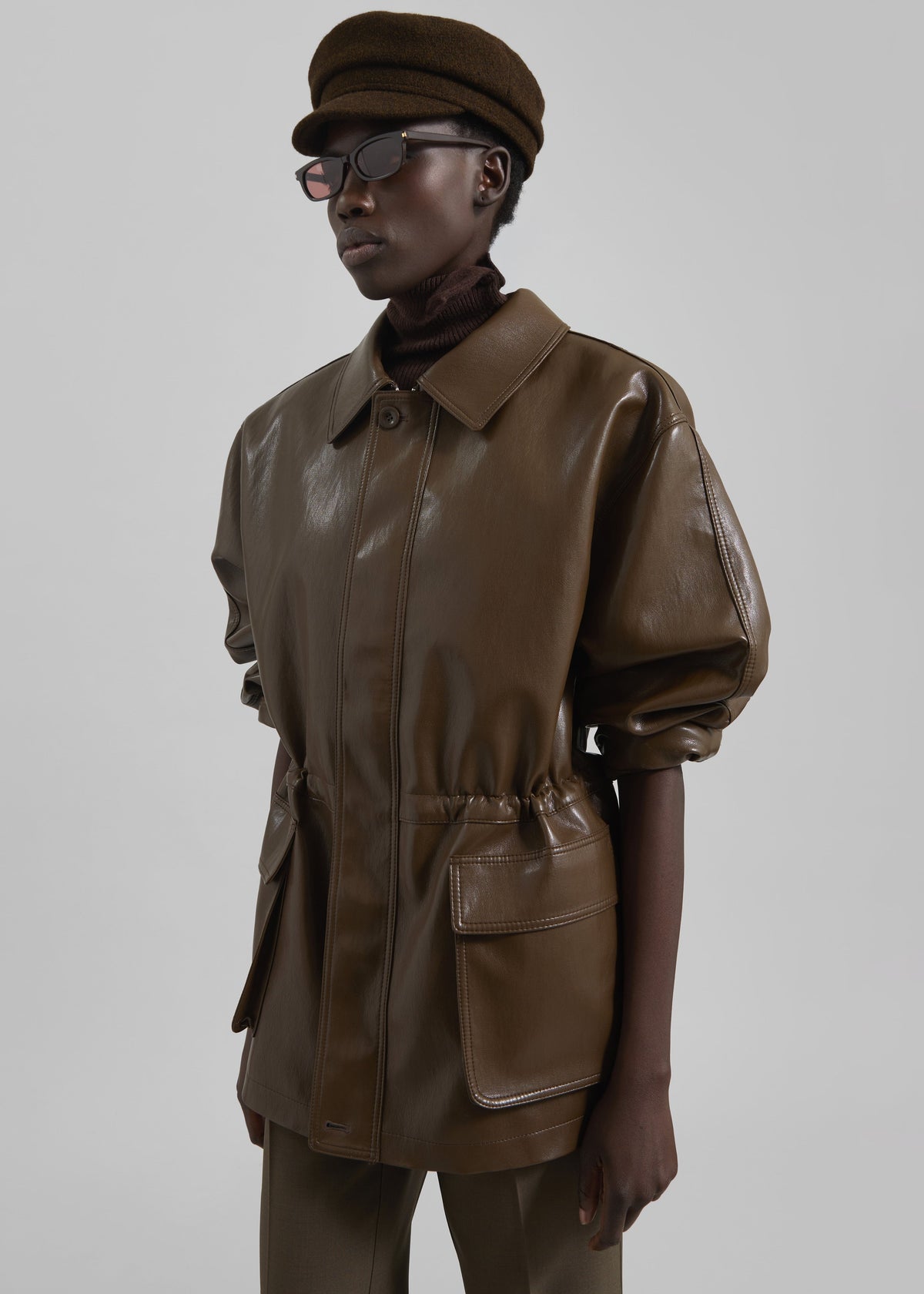 Cassel Faux Leather Jacket - Brown – view 5 of 11