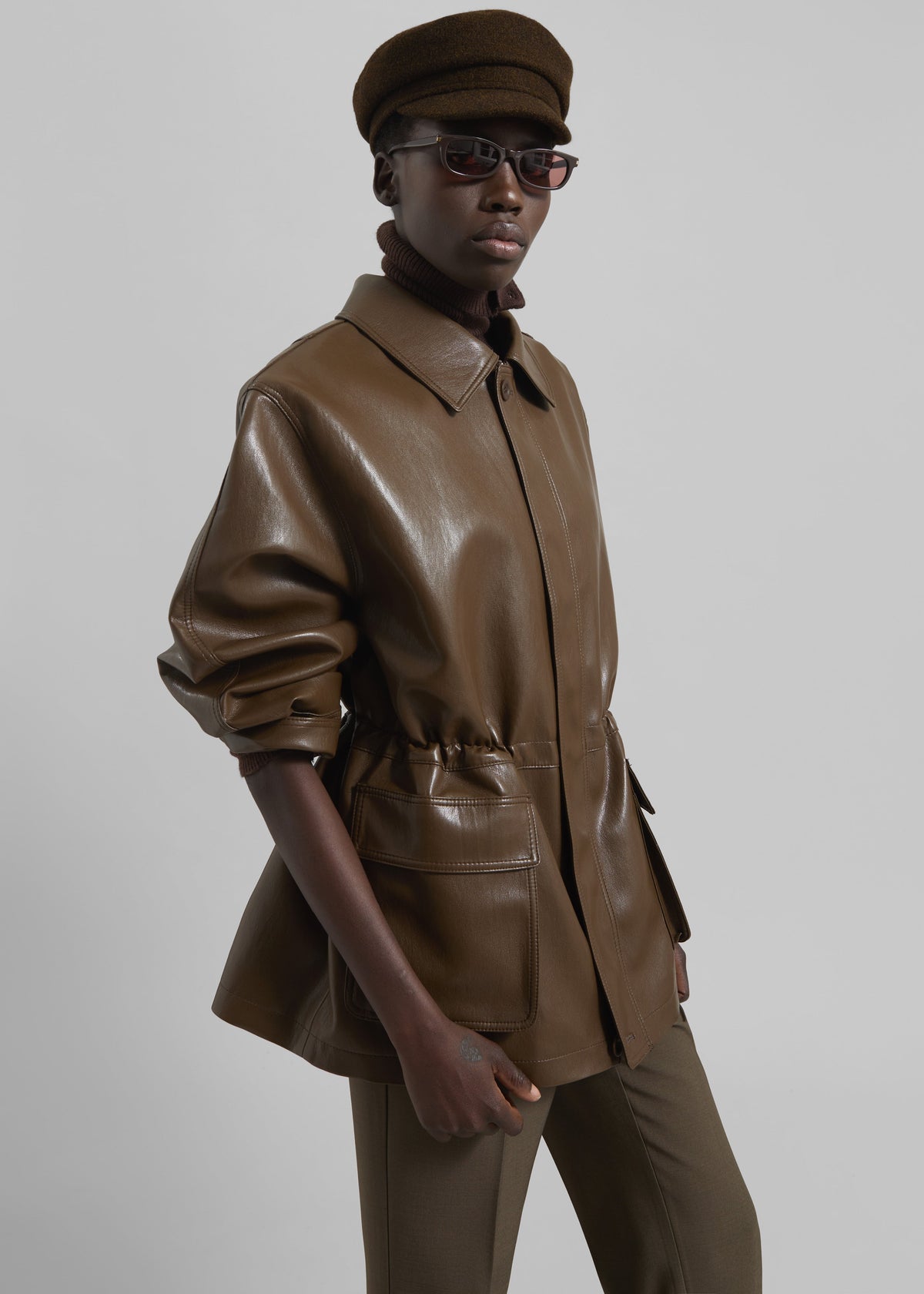 Cassel Faux Leather Jacket - Brown – view 8 of 11