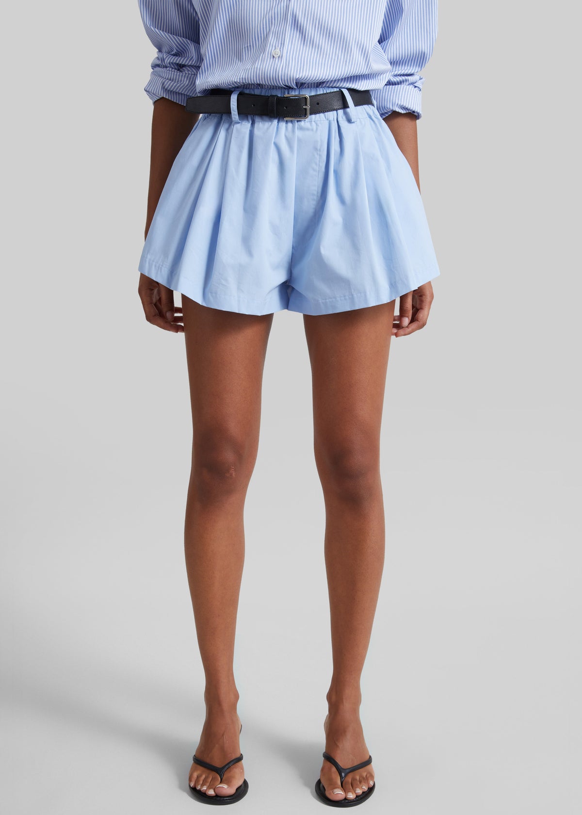 Castalia Cotton Gathered Shorts - Sky Blue – view 3 of 7