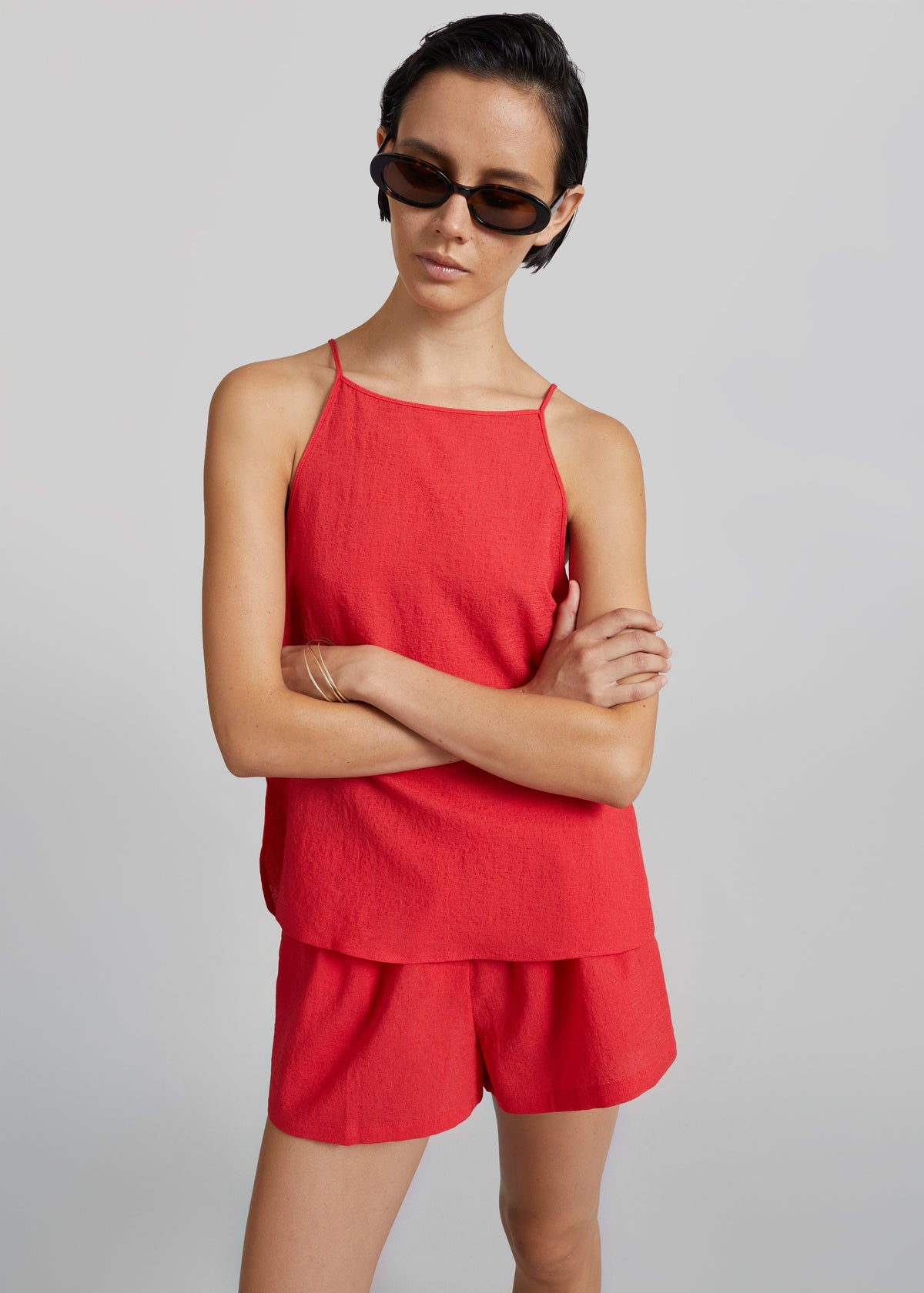 Cazaux Textured Boxy Top - Red – view 6 of 8