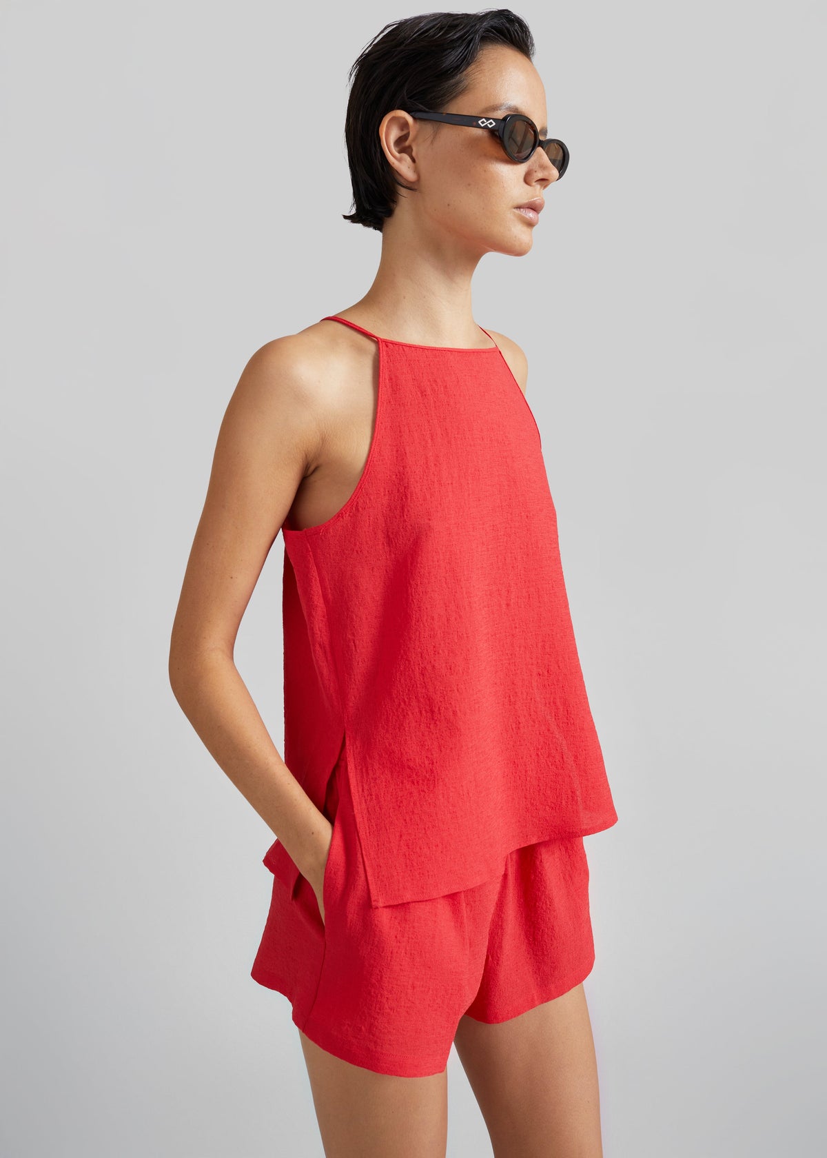 Cazaux Textured Boxy Top - Red – view 5 of 8