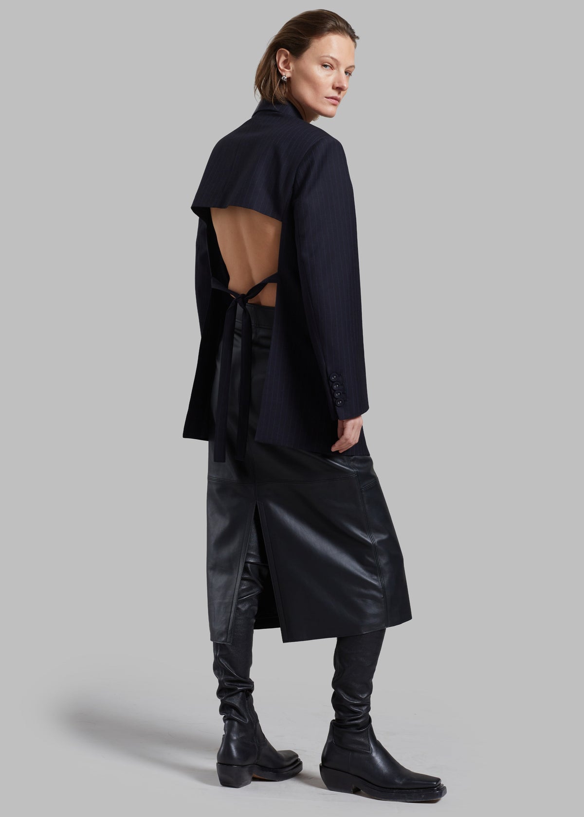 Cedric Open Back Blazer - Navy Stripe – view 1 of 9