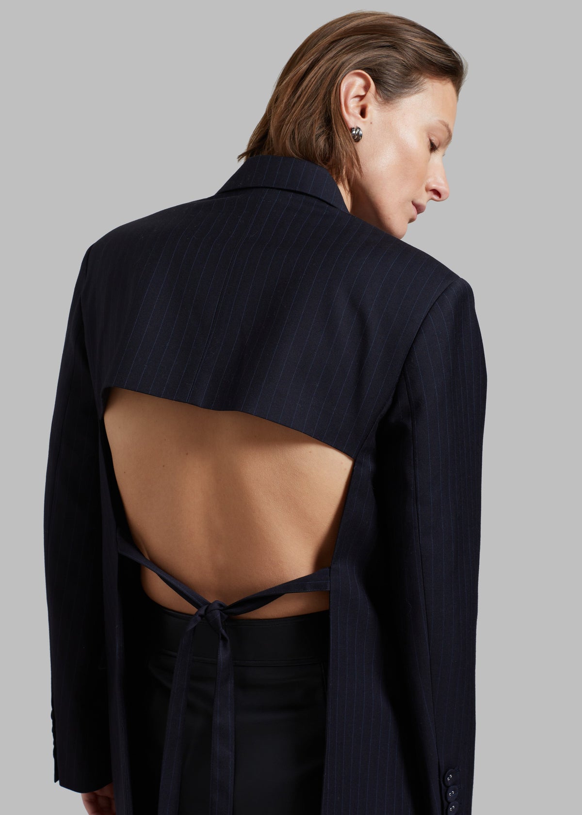 Cedric Open Back Blazer - Navy Stripe – view 2 of 9