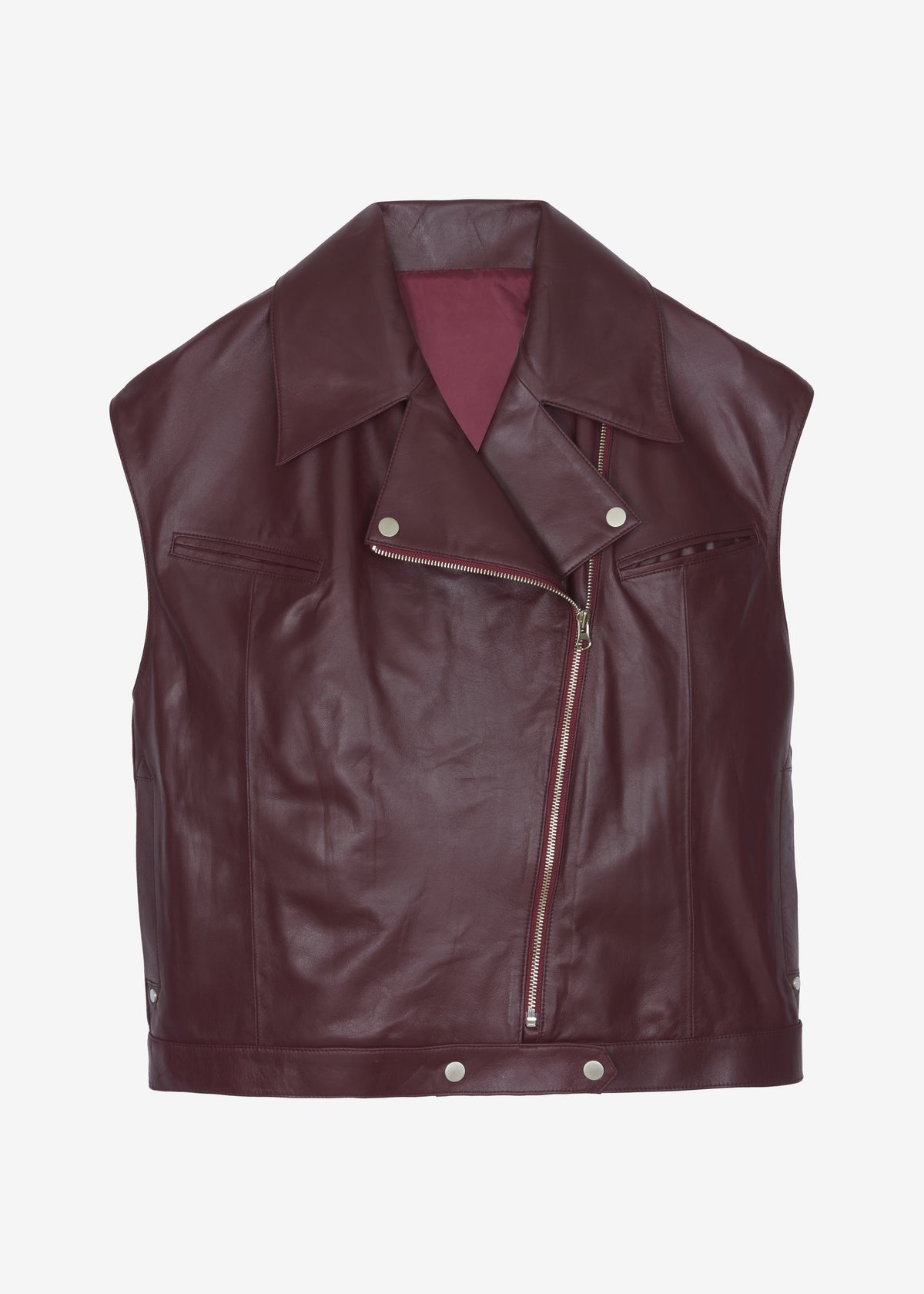 Cetina Leather Vest - Burgundy – view 6 of 6