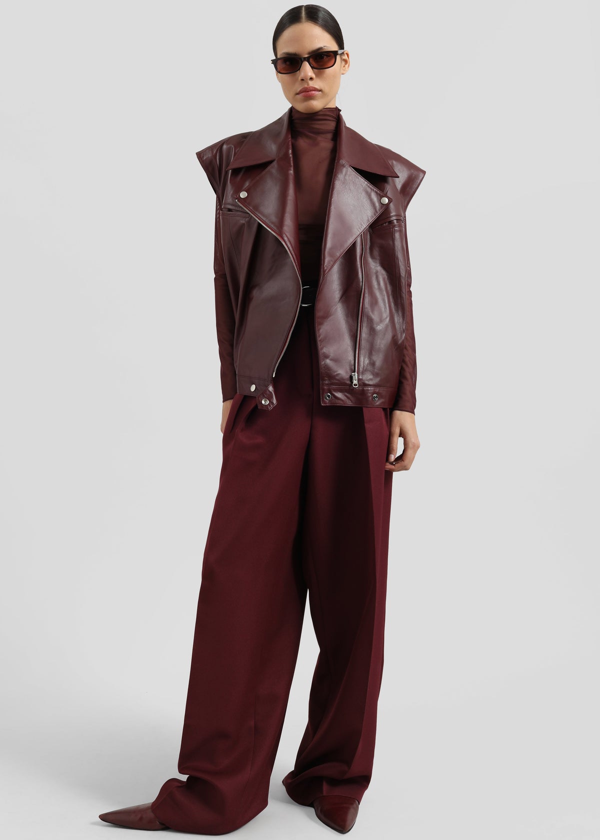 Cetina Leather Vest - Burgundy – view 1 of 6