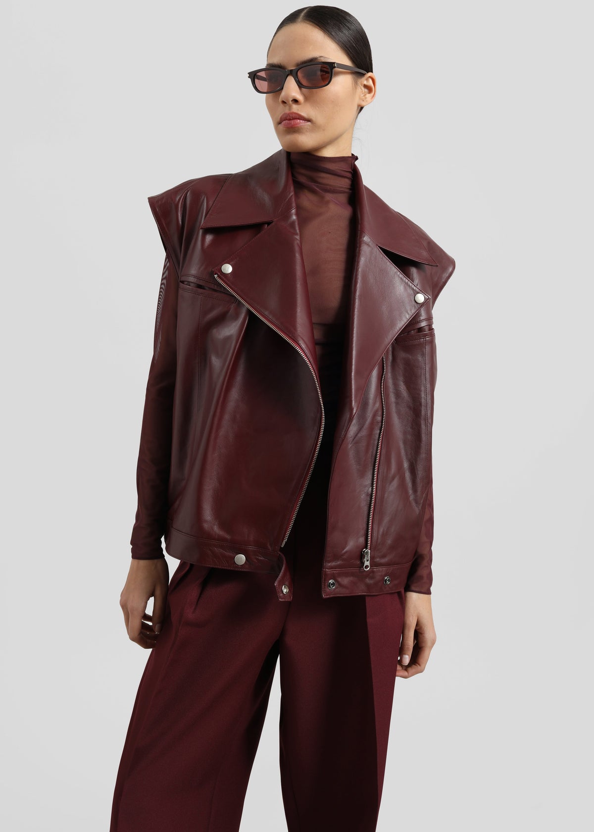 Cetina Leather Vest - Burgundy – view 3 of 6