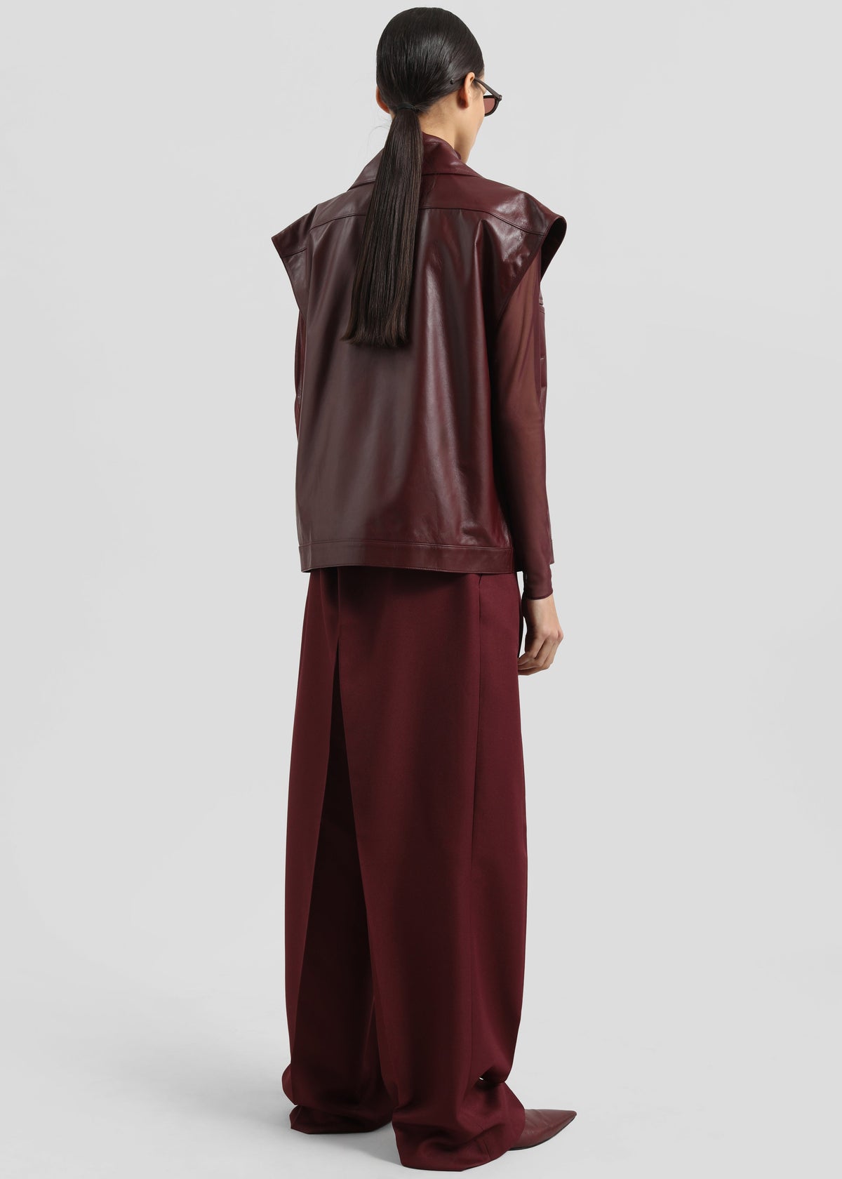 Cetina Leather Vest - Burgundy – view 5 of 6