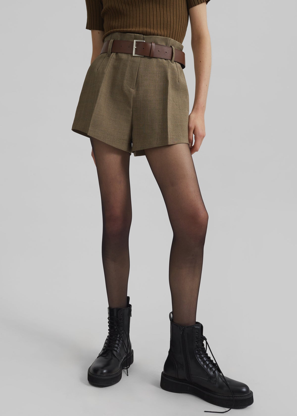Chappell Belted Shorts - Brown – view 2 of 12