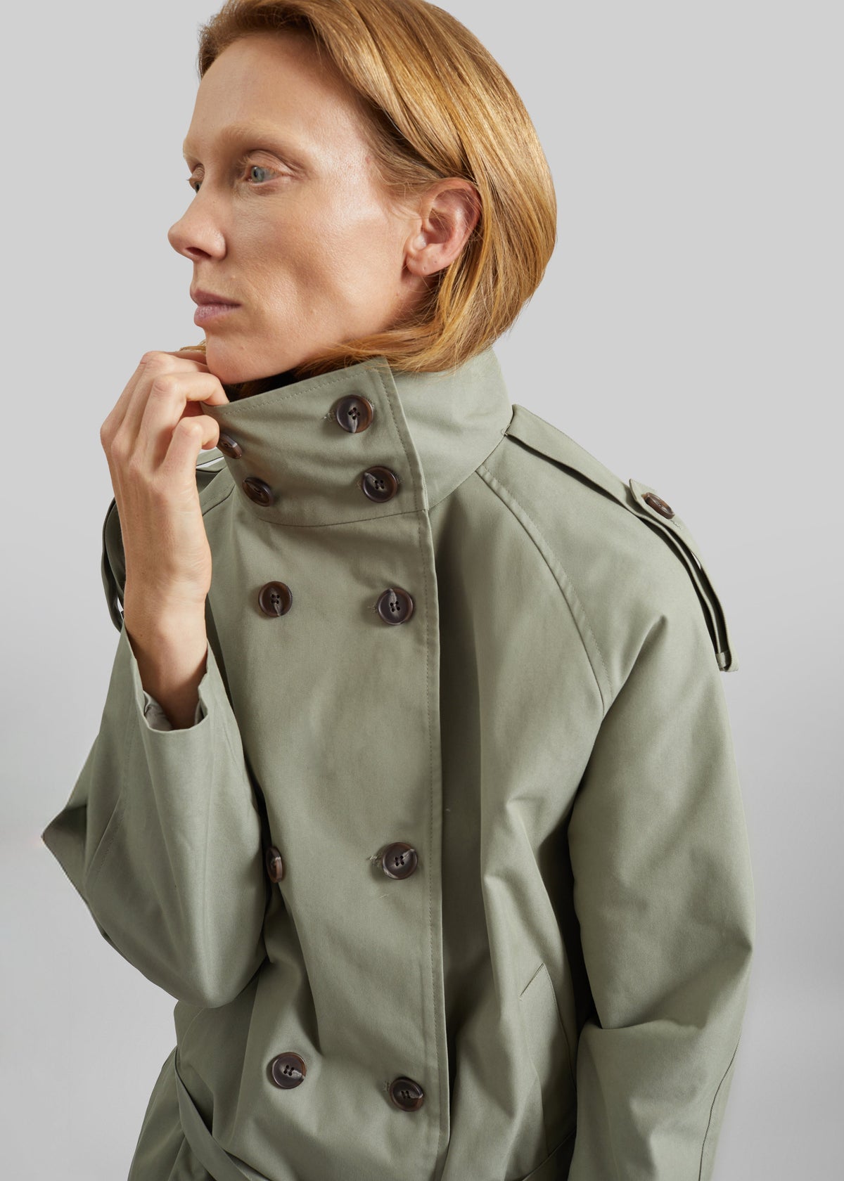Charonne Scarf Short Trench - Sage – view 5 of 10
