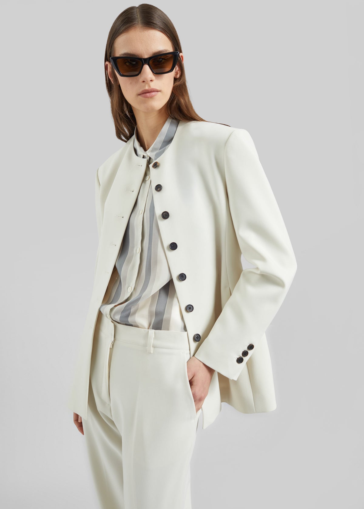 Chesnay Collarless Blazer - Cream – view 2 of 7
