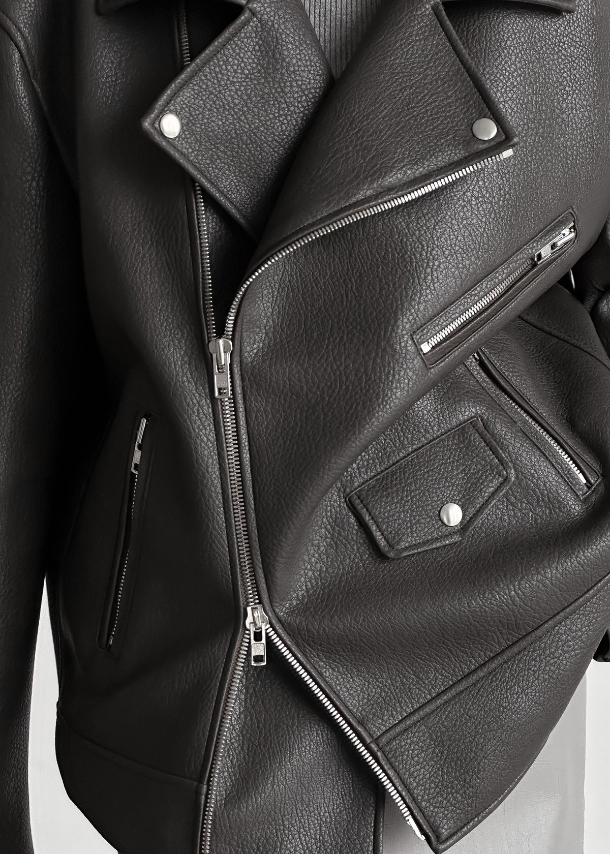 Chicago Oversized Biker Jacket - Charcoal – view 8 of 11