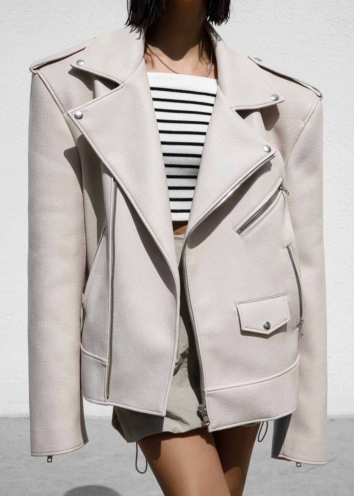 Chicago Oversized Perfecto Jacket - Cream – view 2 of 14