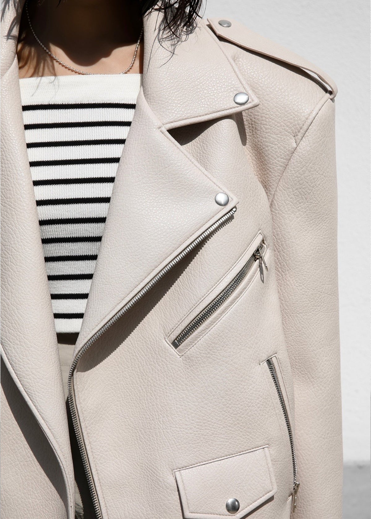 Chicago Oversized Perfecto Jacket - Cream – view 5 of 14