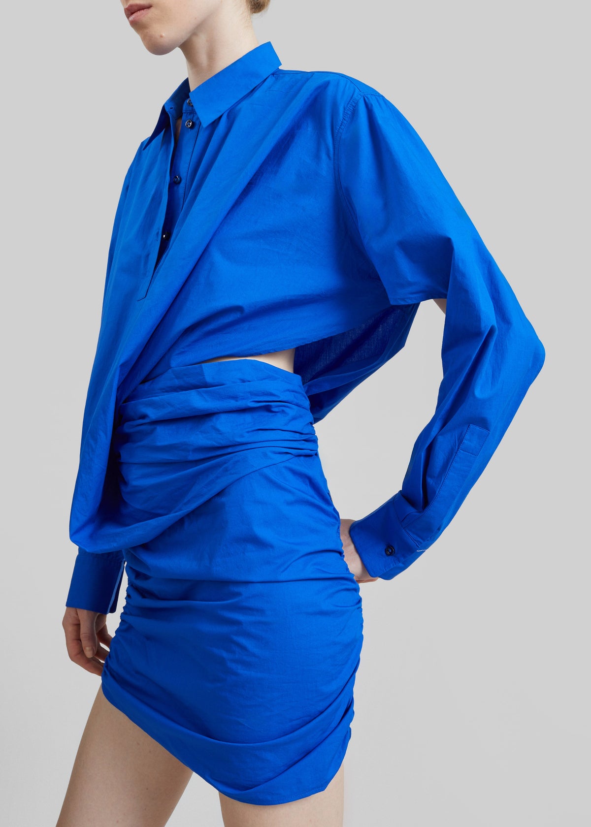 Christopher Esber Aiba Draped Shirt Dress - Ultra Blue – view 3 of 5
