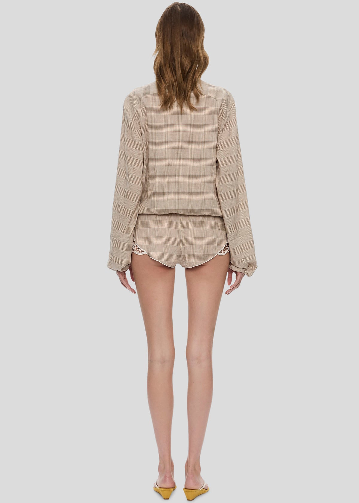 Christopher Esber Batiste Embroidered Handkerchief One Piece - Sepia Check – view 5 of 5